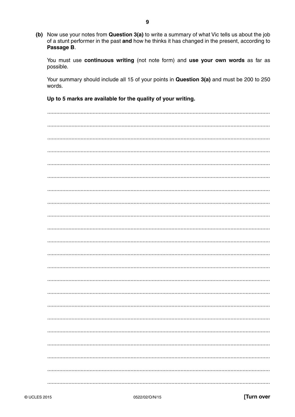 Cambridge IGCSE English - First Language (UK) 0522 2015 Oct/Nov Paper 2 · Variant 1 question paper, page 9 of 12