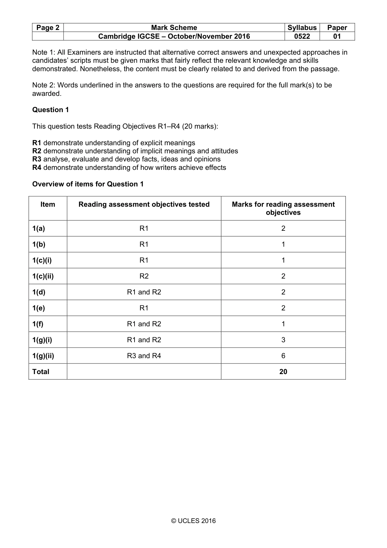 Mark scheme, page 2 of 11