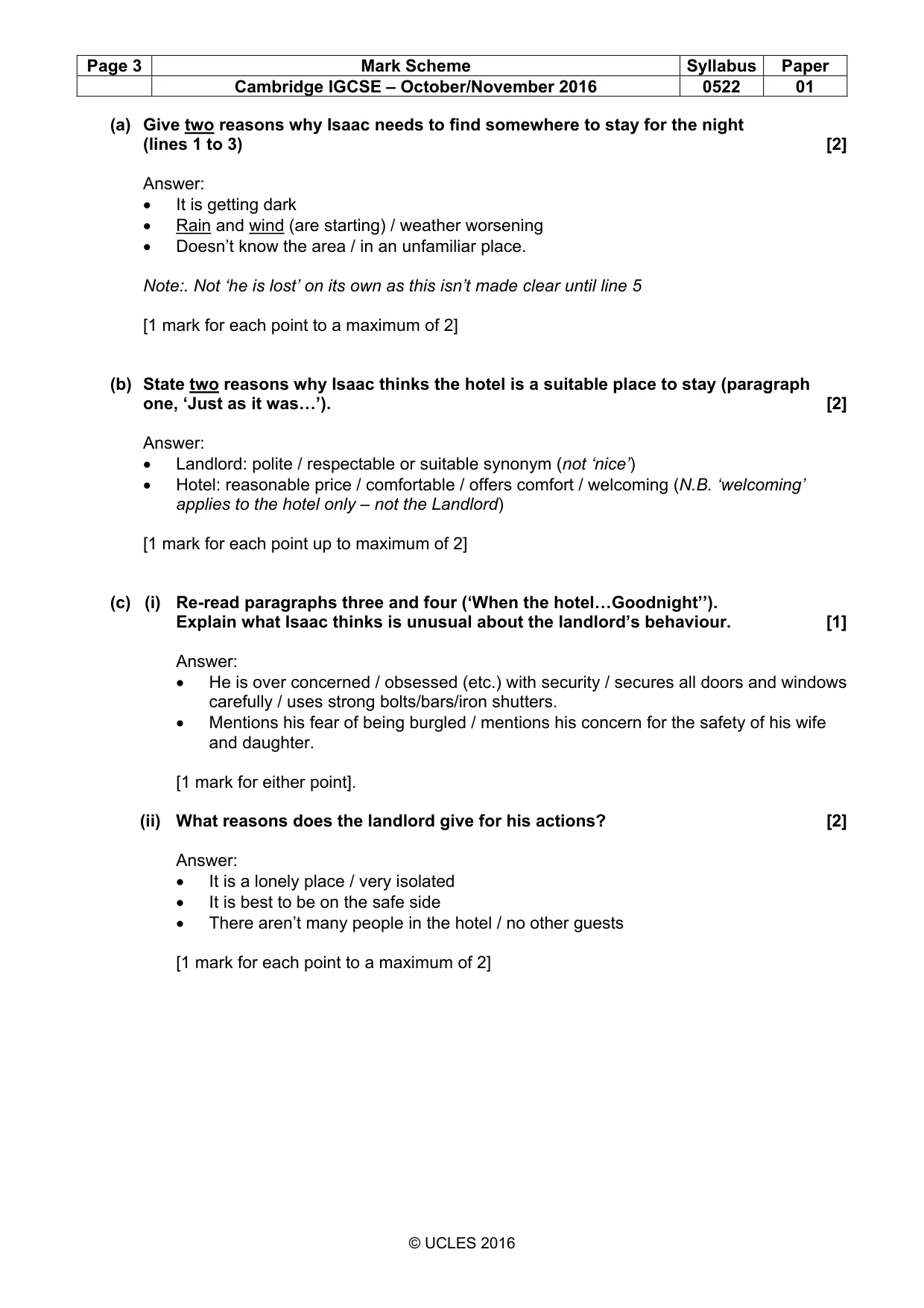 Mark scheme, page 3 of 11