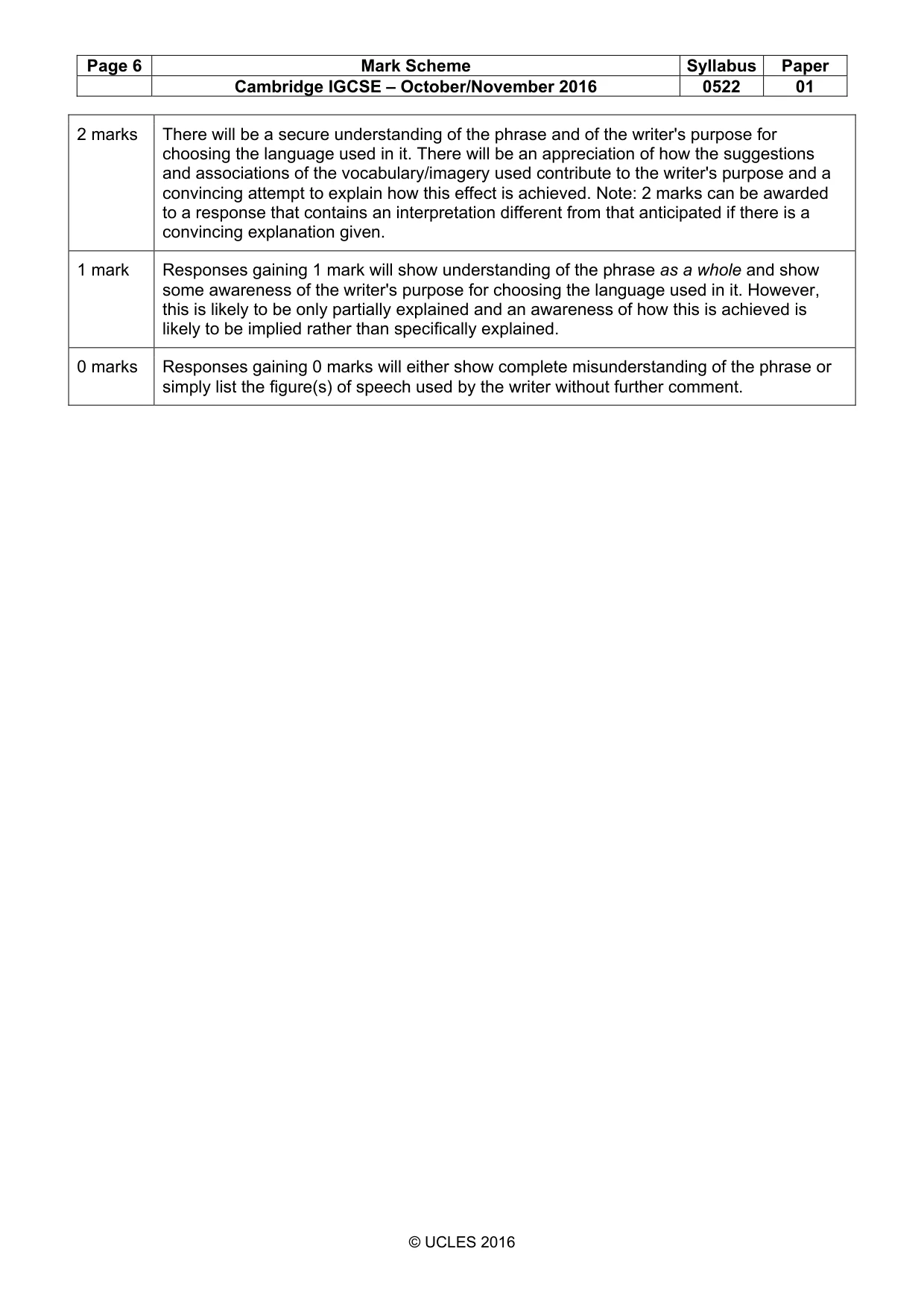 Mark scheme, page 6 of 11