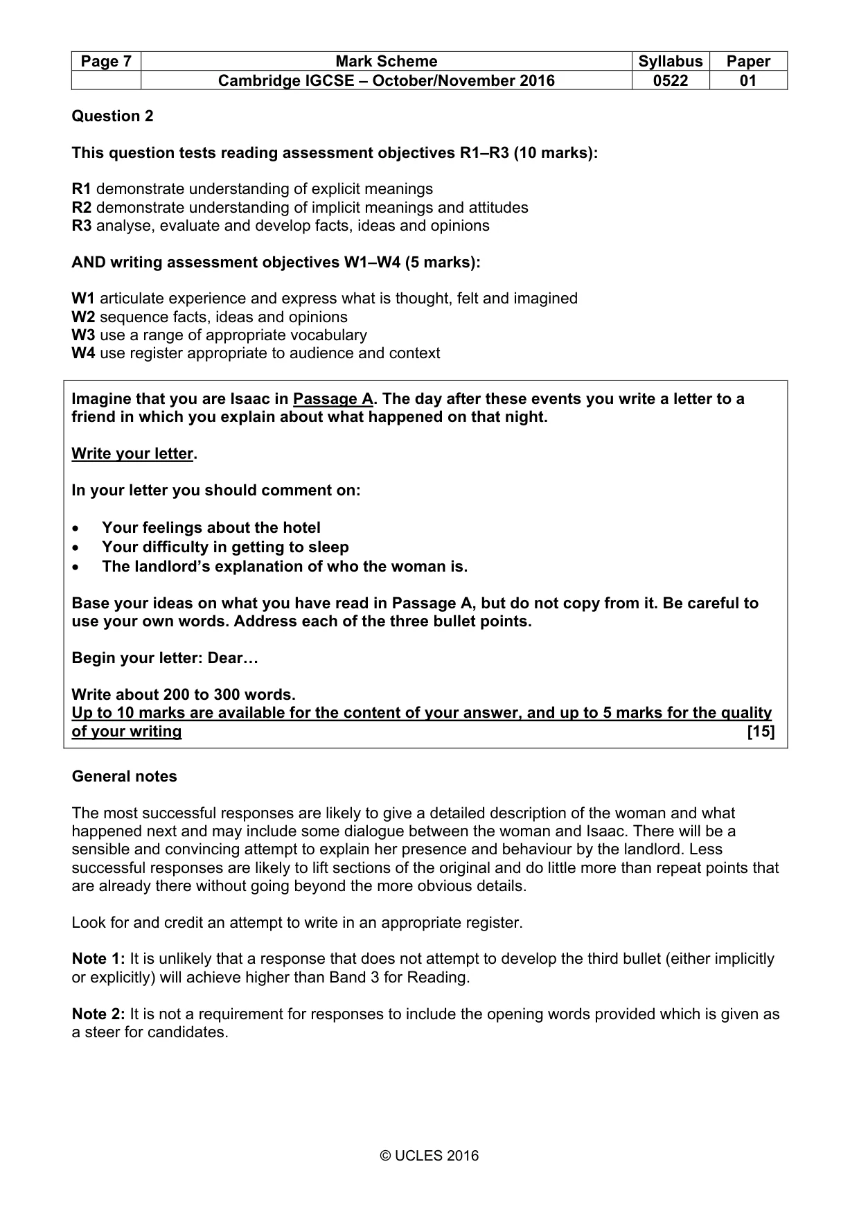 Mark scheme, page 7 of 11