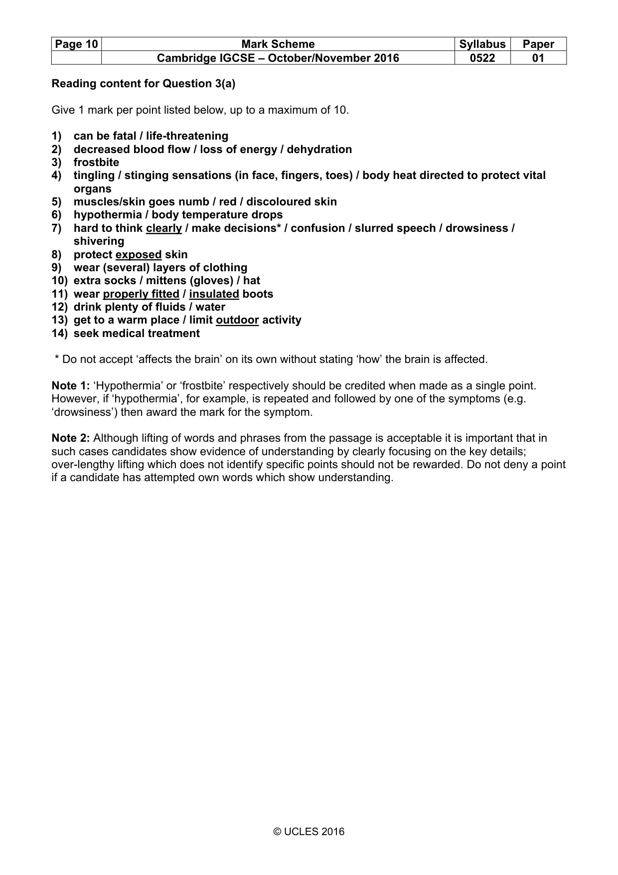Mark scheme, page 10 of 11