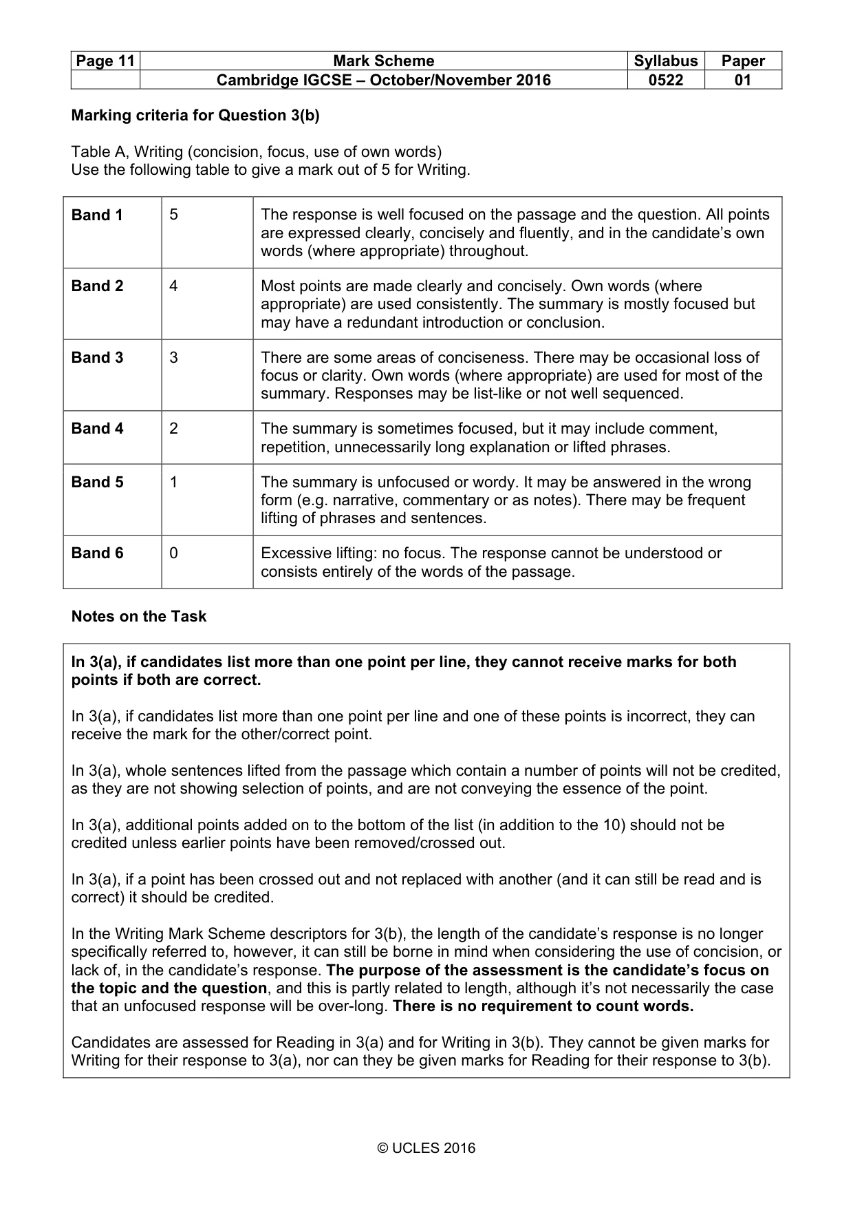 Mark scheme, page 11 of 11