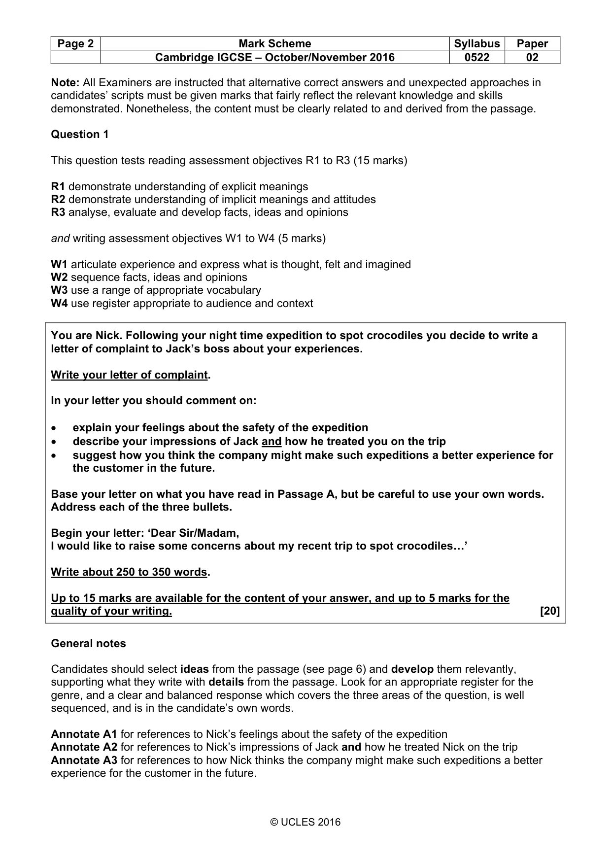 Mark scheme, page 2 of 11