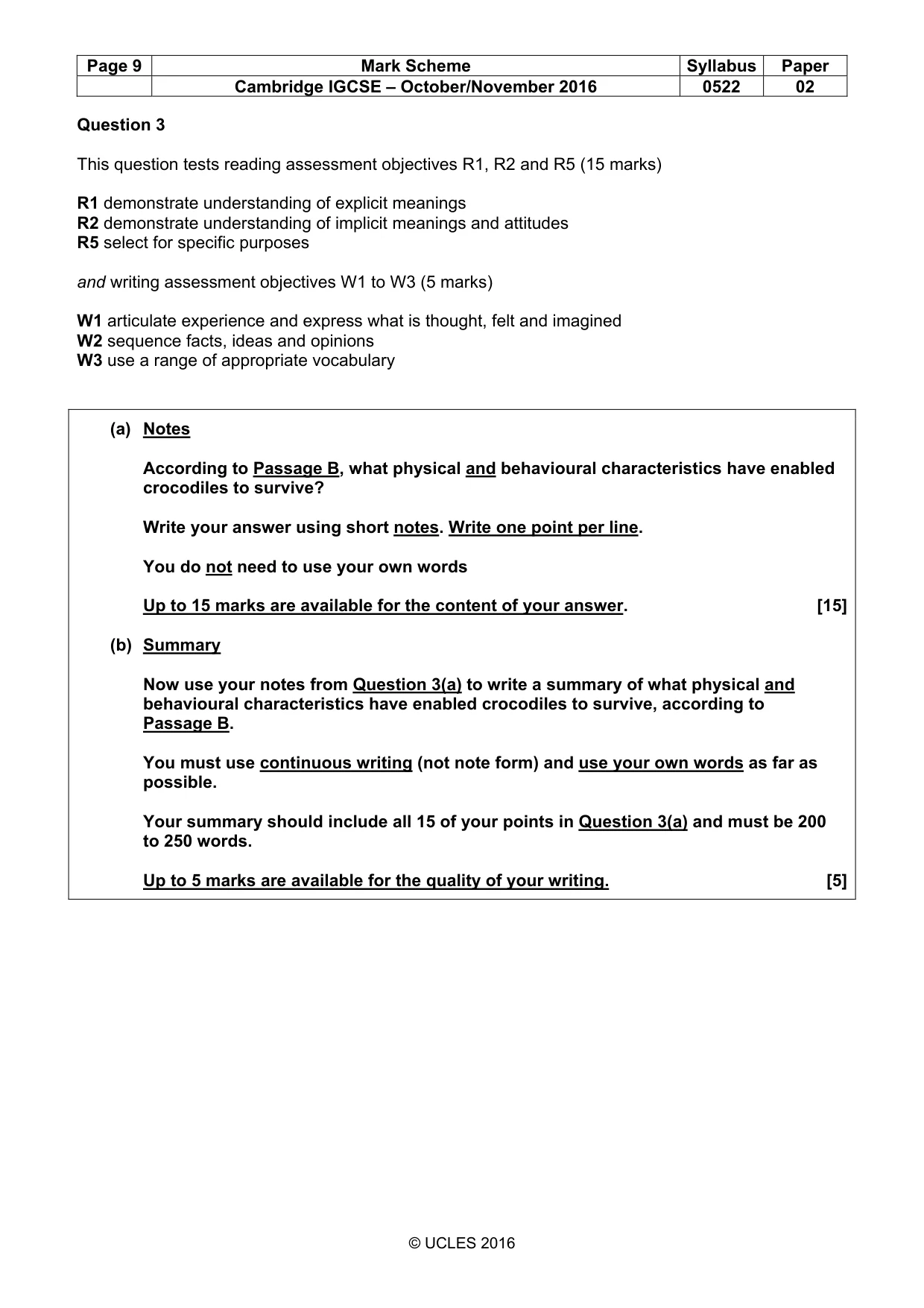 Mark scheme, page 9 of 11