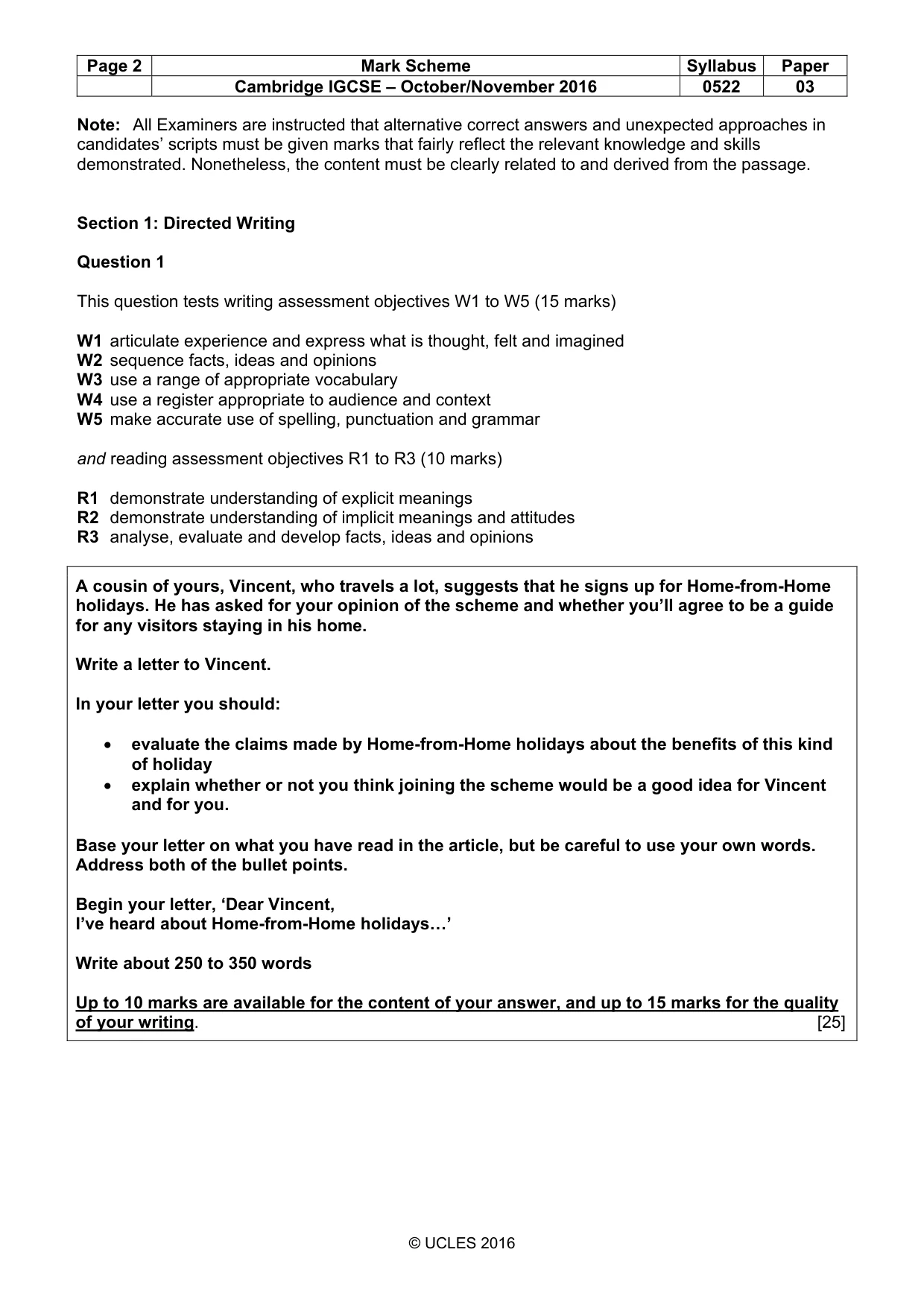 Mark scheme, page 2 of 8
