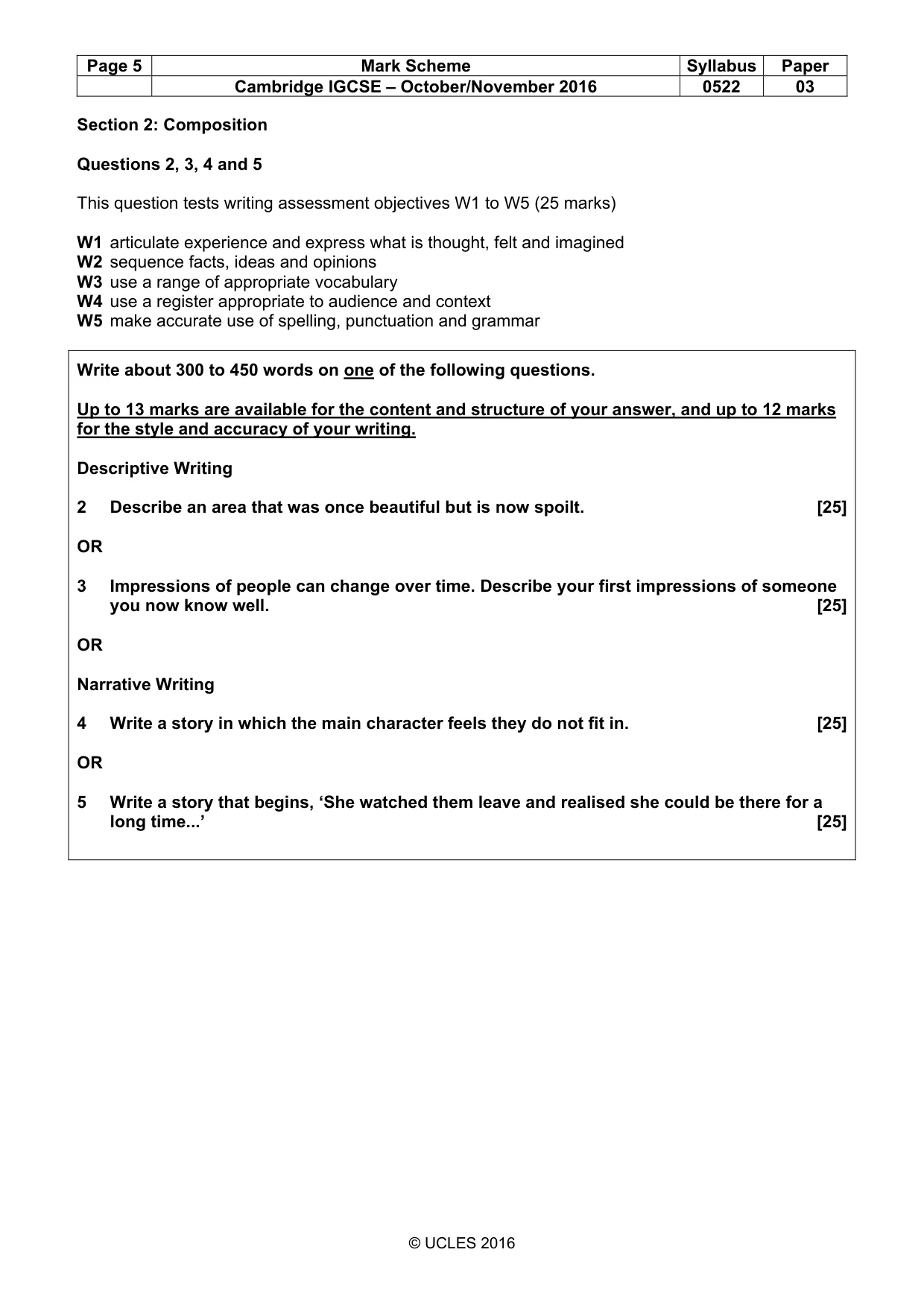 Mark scheme, page 5 of 8