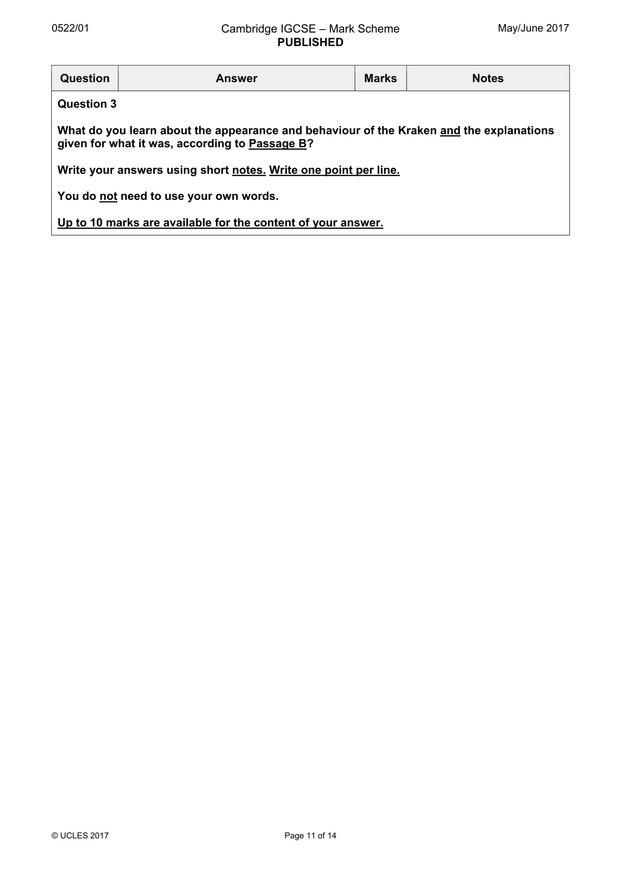 Mark scheme, page 11 of 14