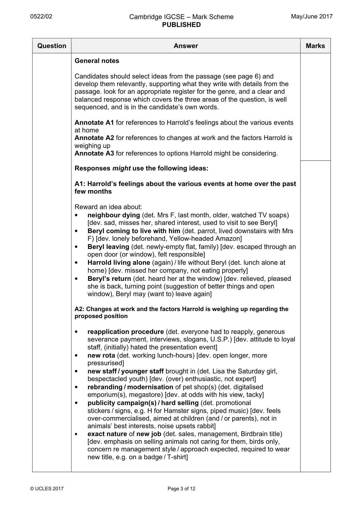 Mark scheme, page 3 of 12