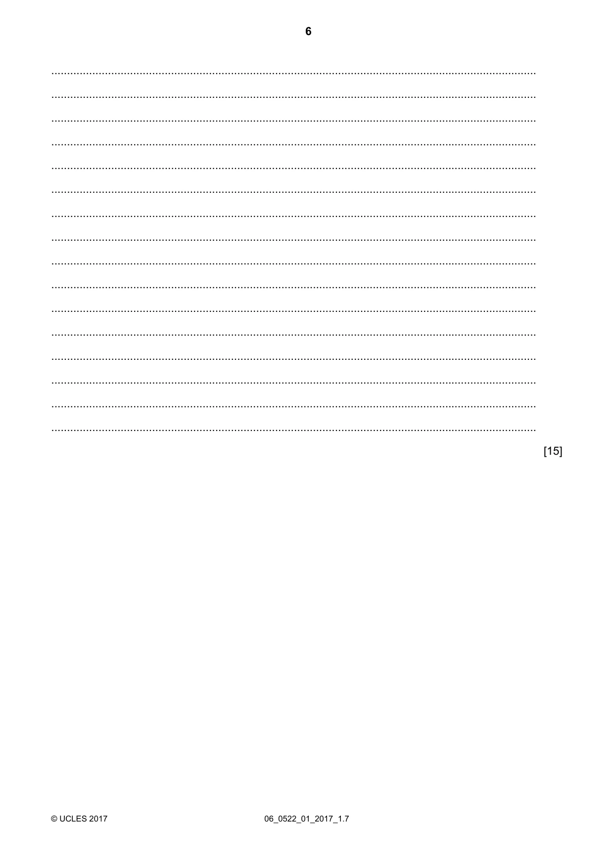 Cambridge IGCSE English - First Language (UK) 0522 2017 May/June Paper 1 · Variant 1 question paper, page 6 of 12