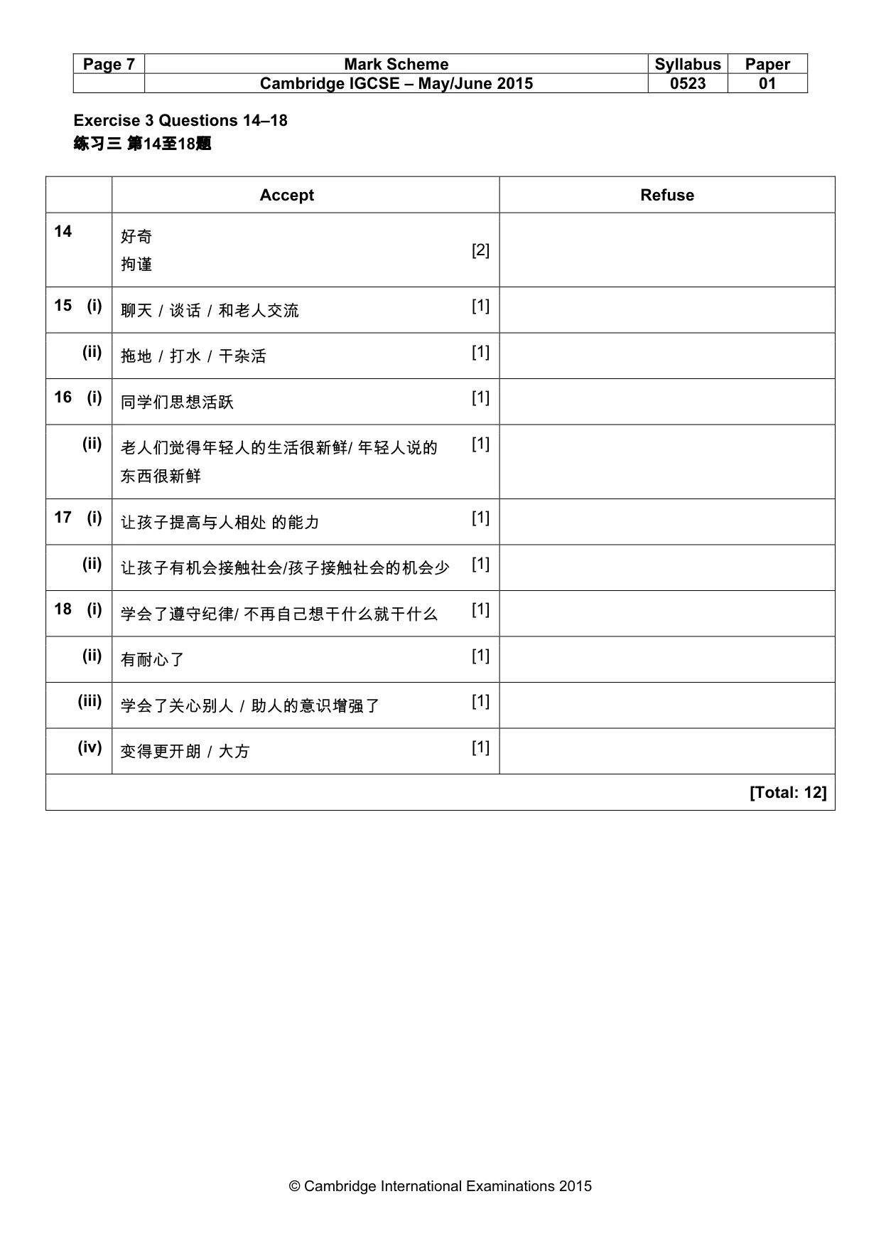 Mark scheme, page 7 of 12