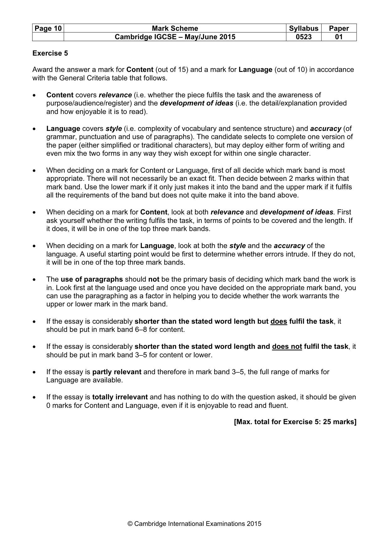 Mark scheme, page 10 of 12