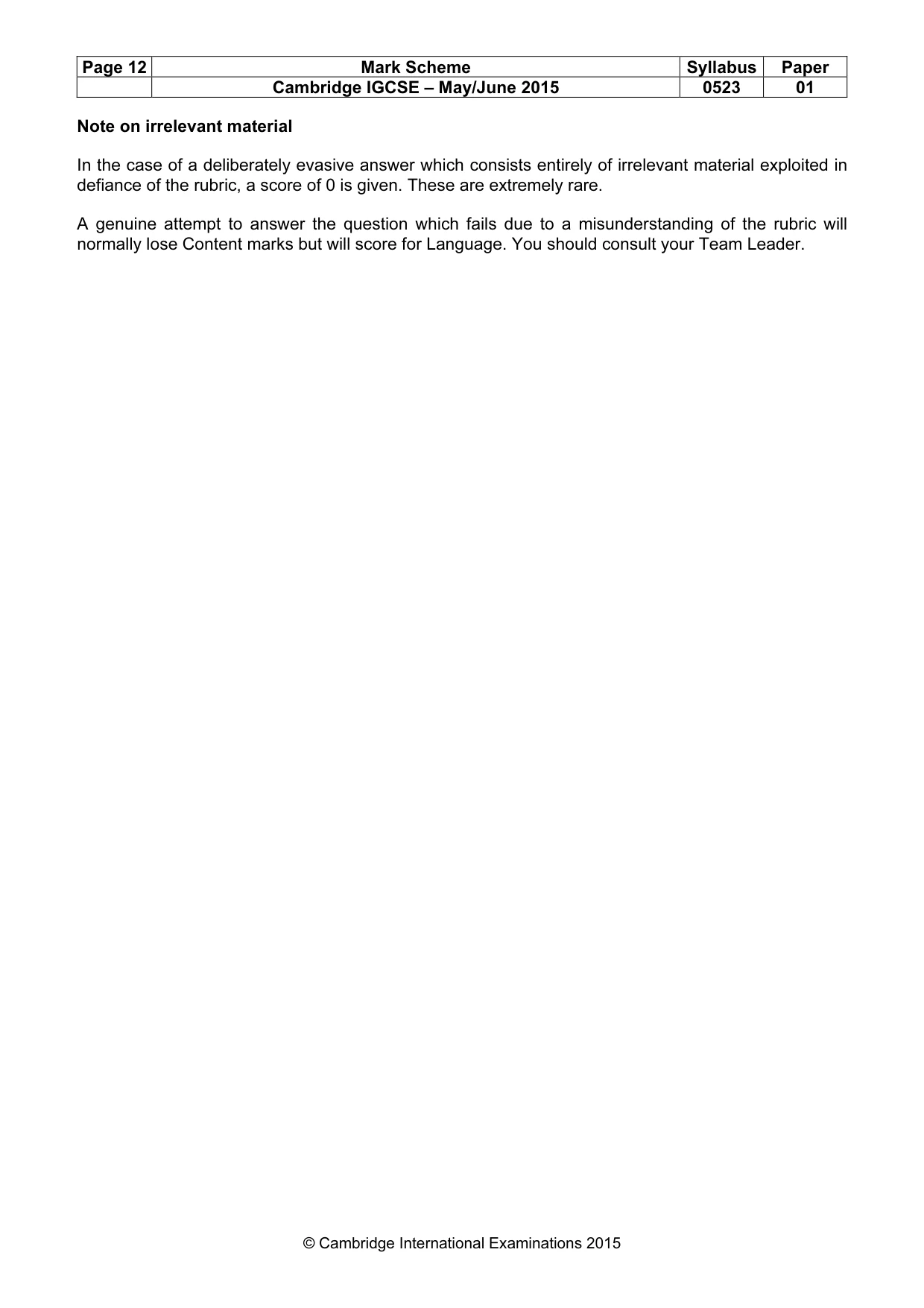 Mark scheme, page 12 of 12