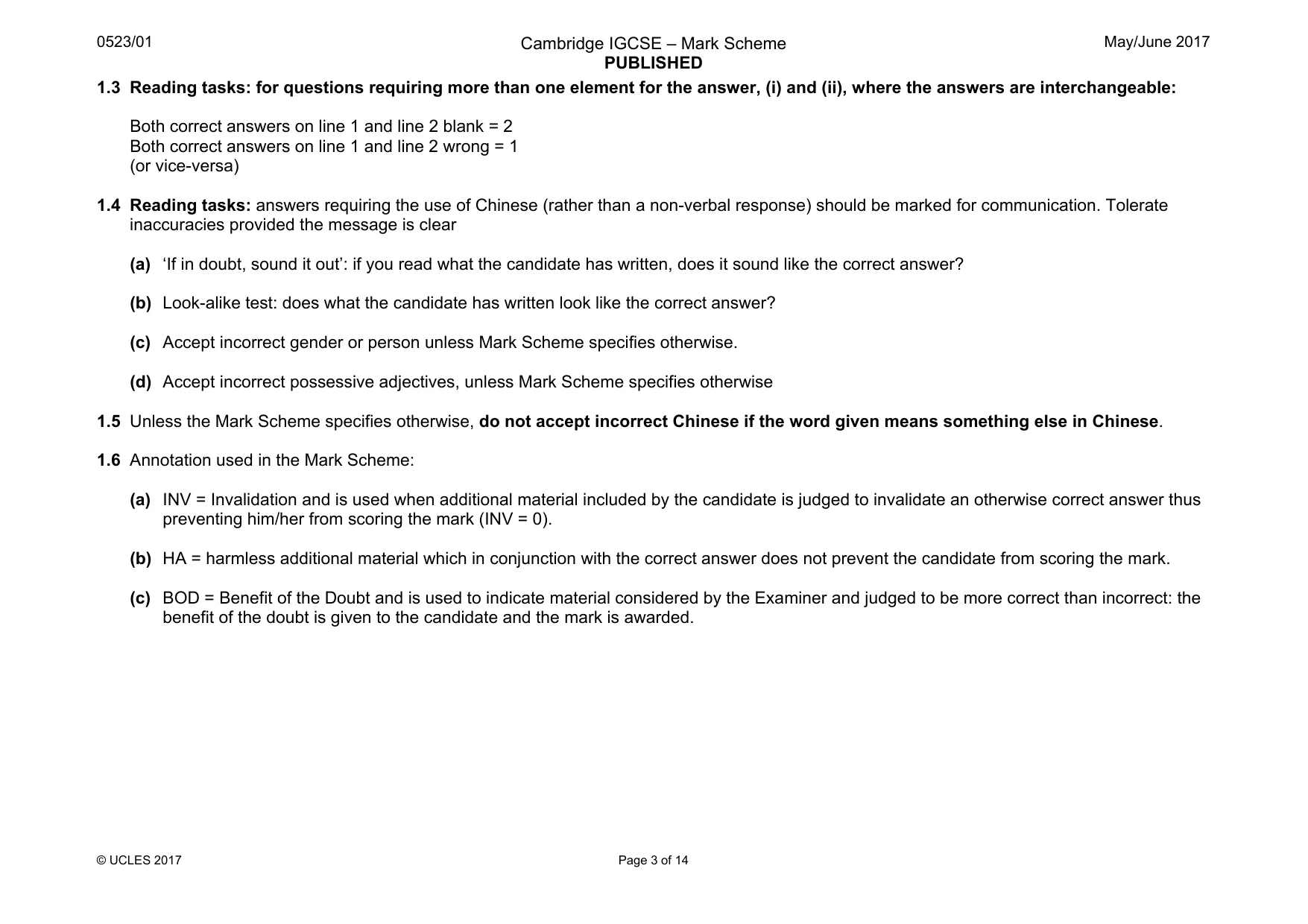 Mark scheme, page 3 of 14