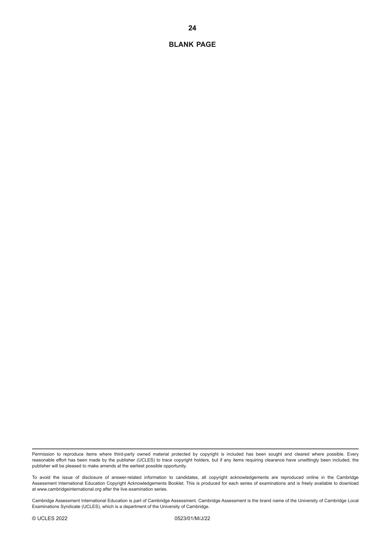 Cambridge IGCSE Chinese - Second Language 0523 2022 May/June Paper 1 · Variant 0 question paper, page 24 of 24