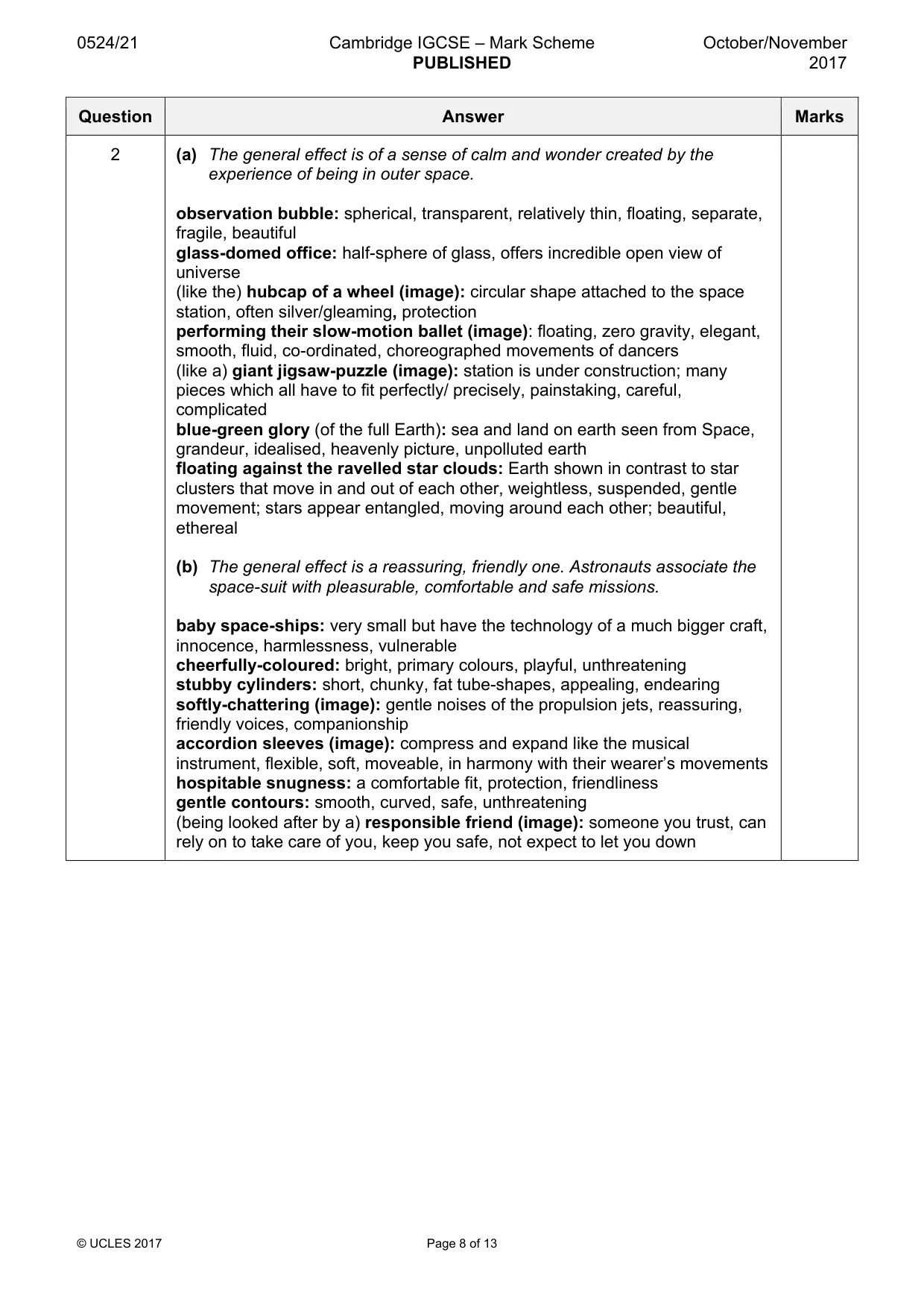 Mark scheme, page 8 of 13