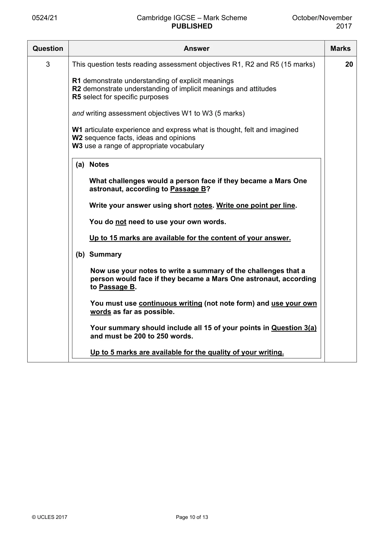 Mark scheme, page 10 of 13