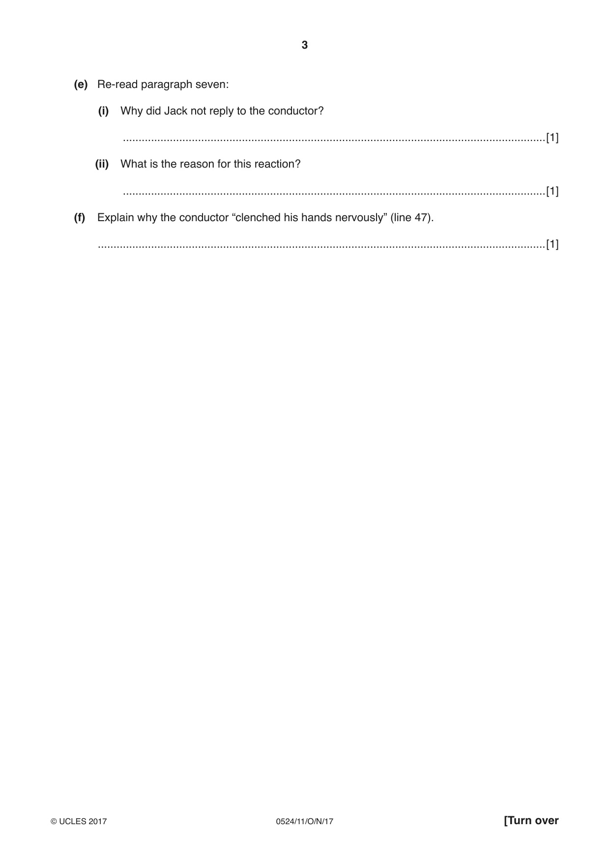 Cambridge IGCSE English - First Language (BES) 0524 2017 Oct/Nov Paper 1 · Variant 1 question paper, page 3 of 12