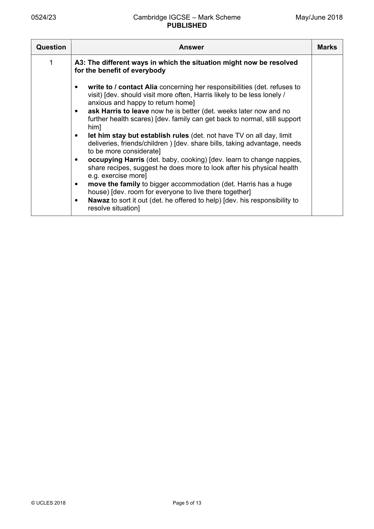 Mark scheme, page 5 of 13