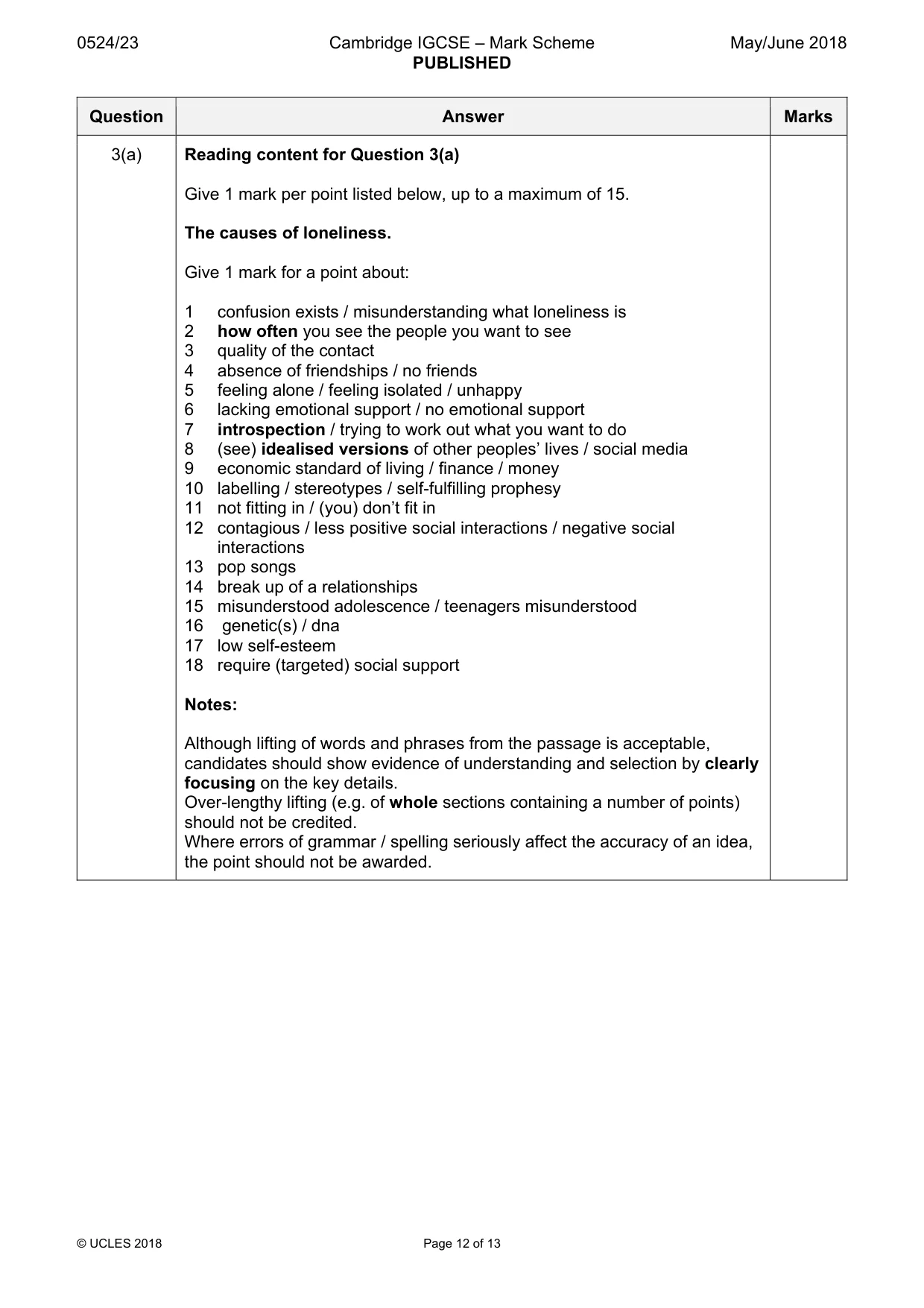 Mark scheme, page 12 of 13