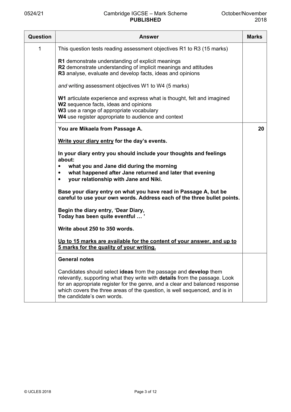Mark scheme, page 3 of 12