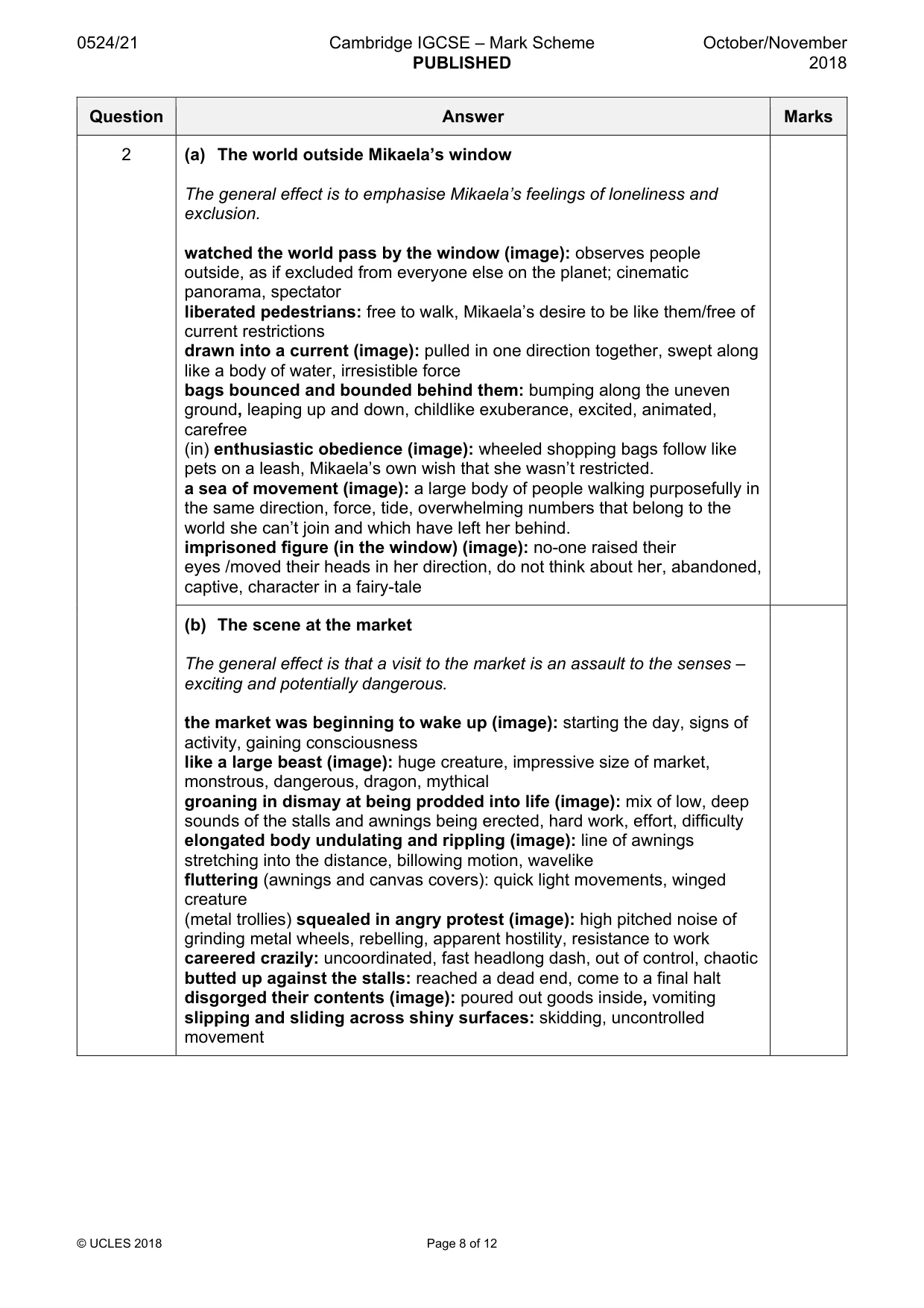 Mark scheme, page 8 of 12
