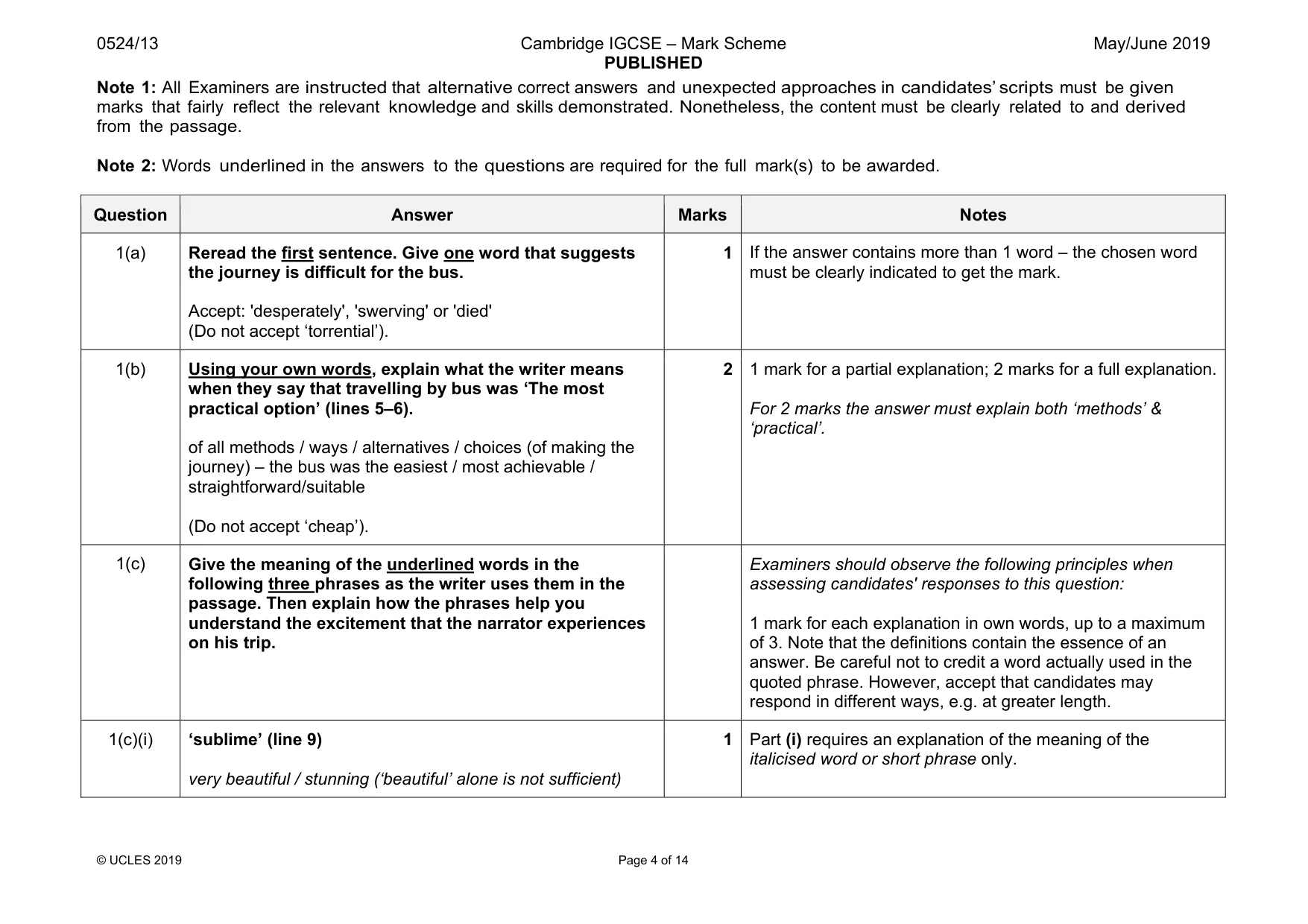 Mark scheme, page 4 of 14