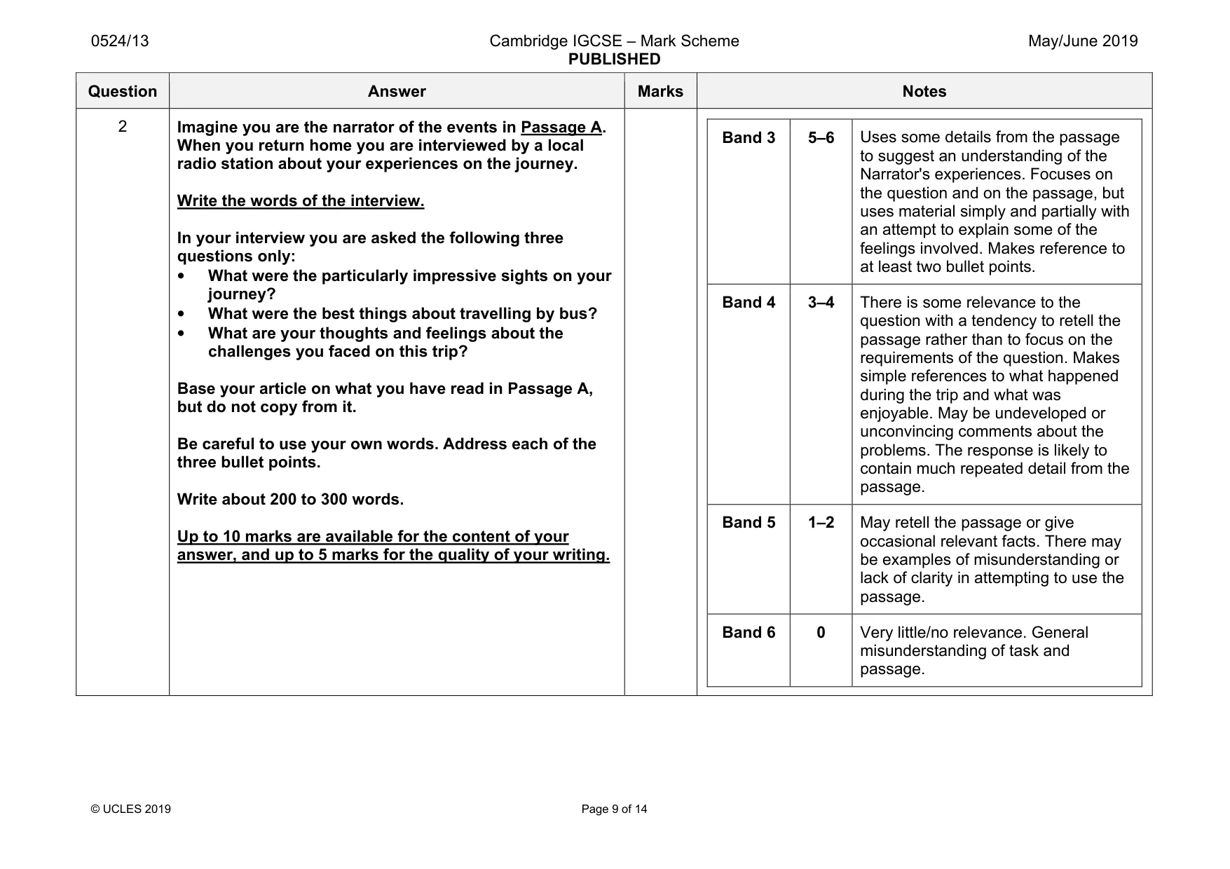 Mark scheme, page 9 of 14