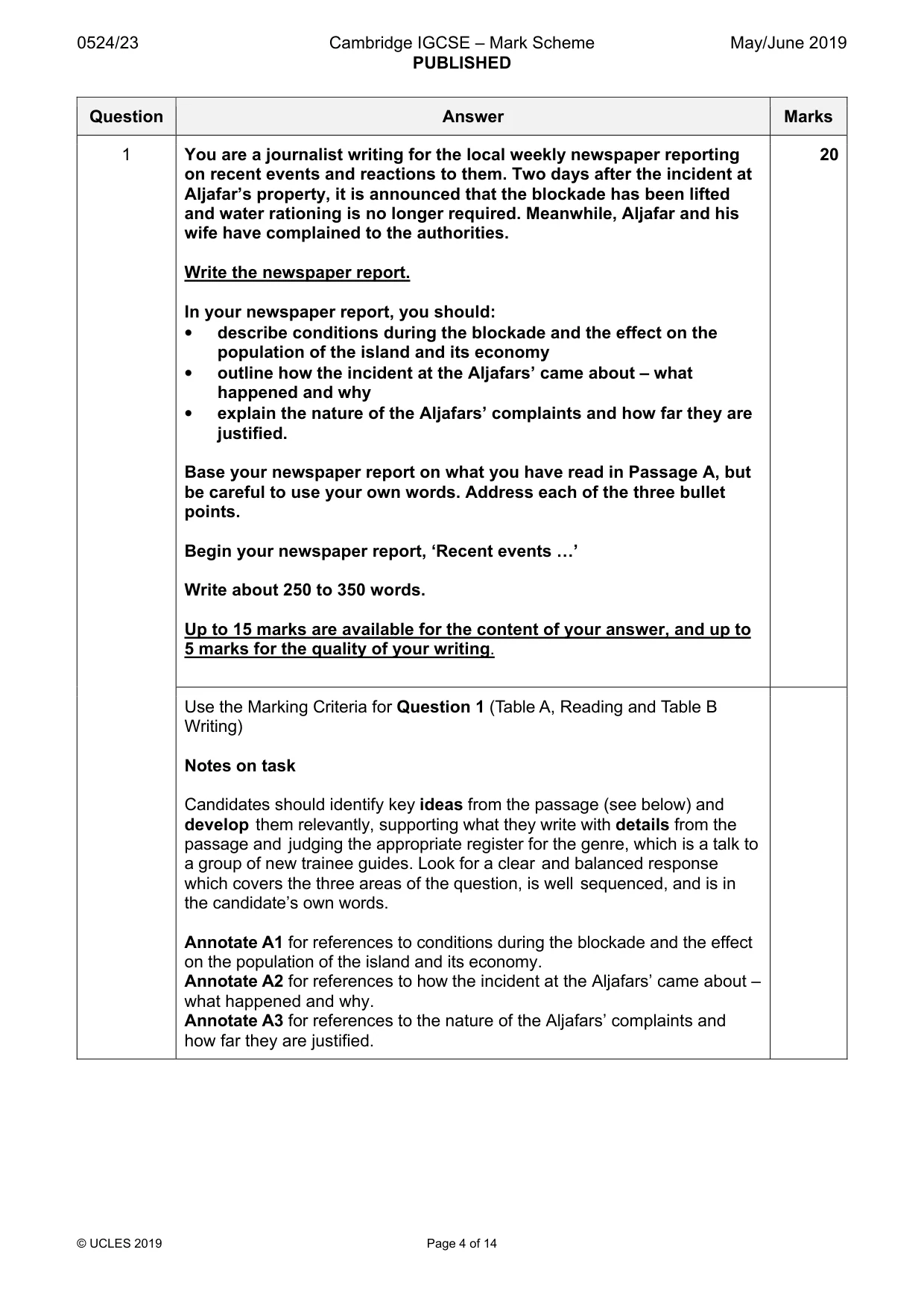 Mark scheme, page 4 of 14