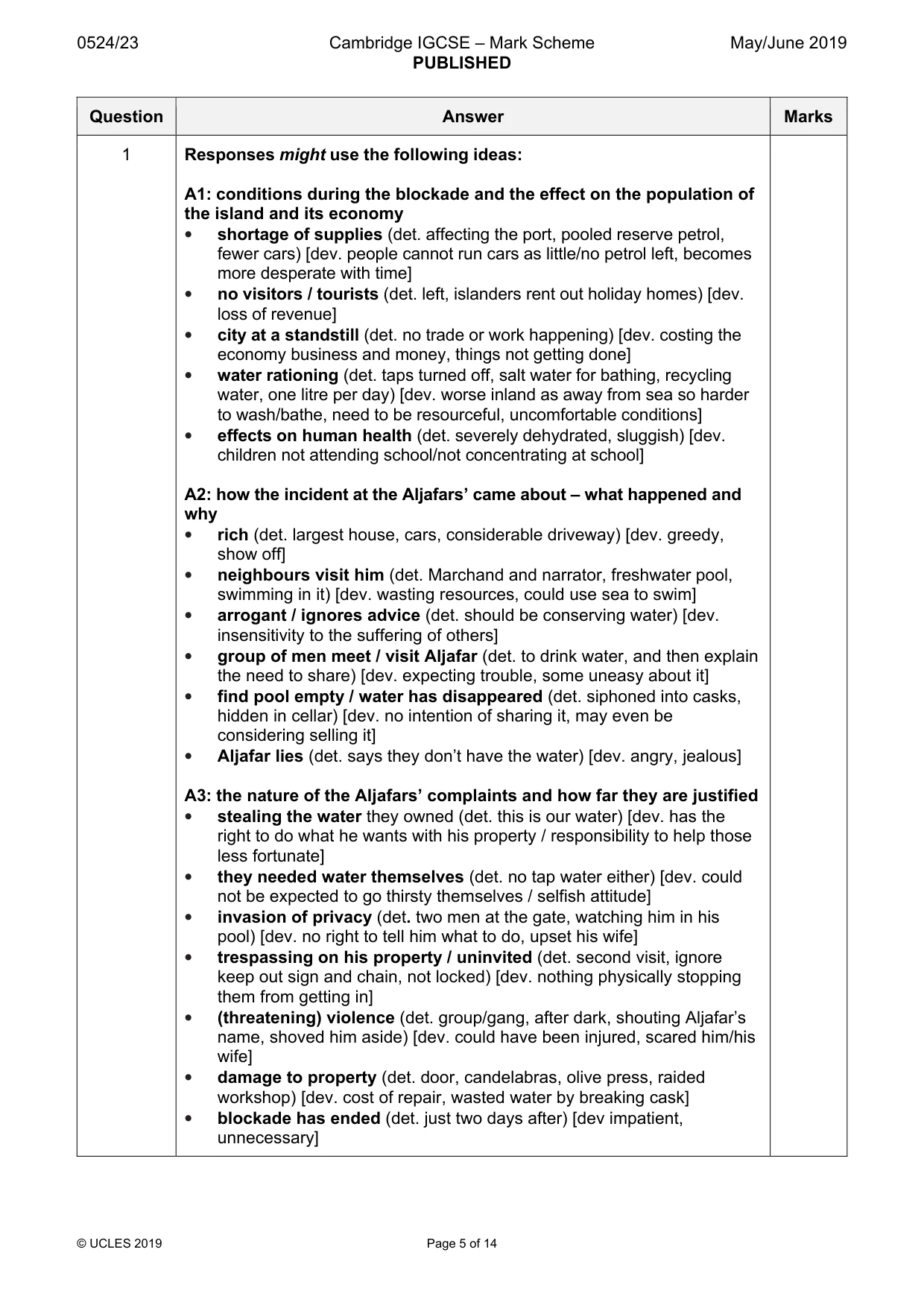 Mark scheme, page 5 of 14