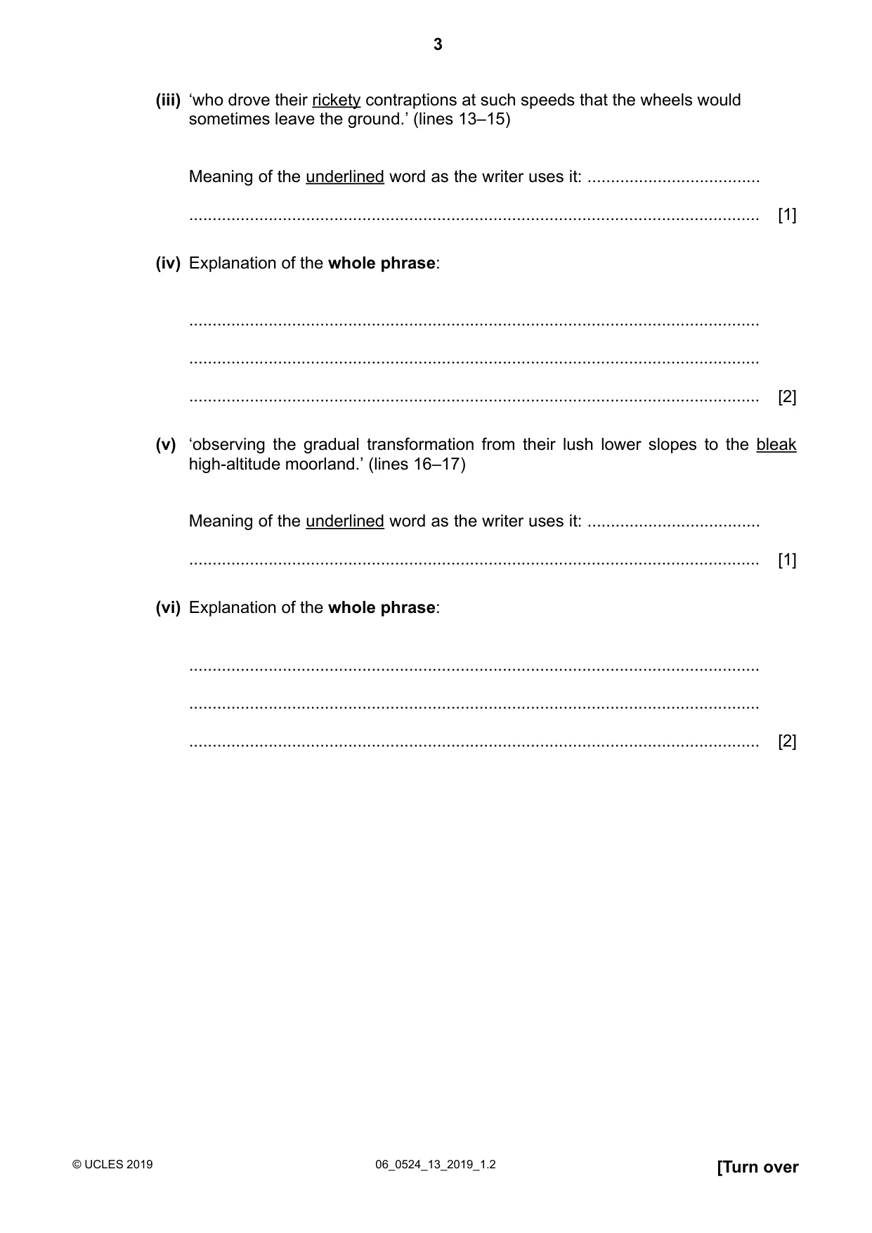 Cambridge IGCSE English - First Language (BES) 0524 2019 May/June Paper 1 · Variant 3 question paper, page 3 of 12
