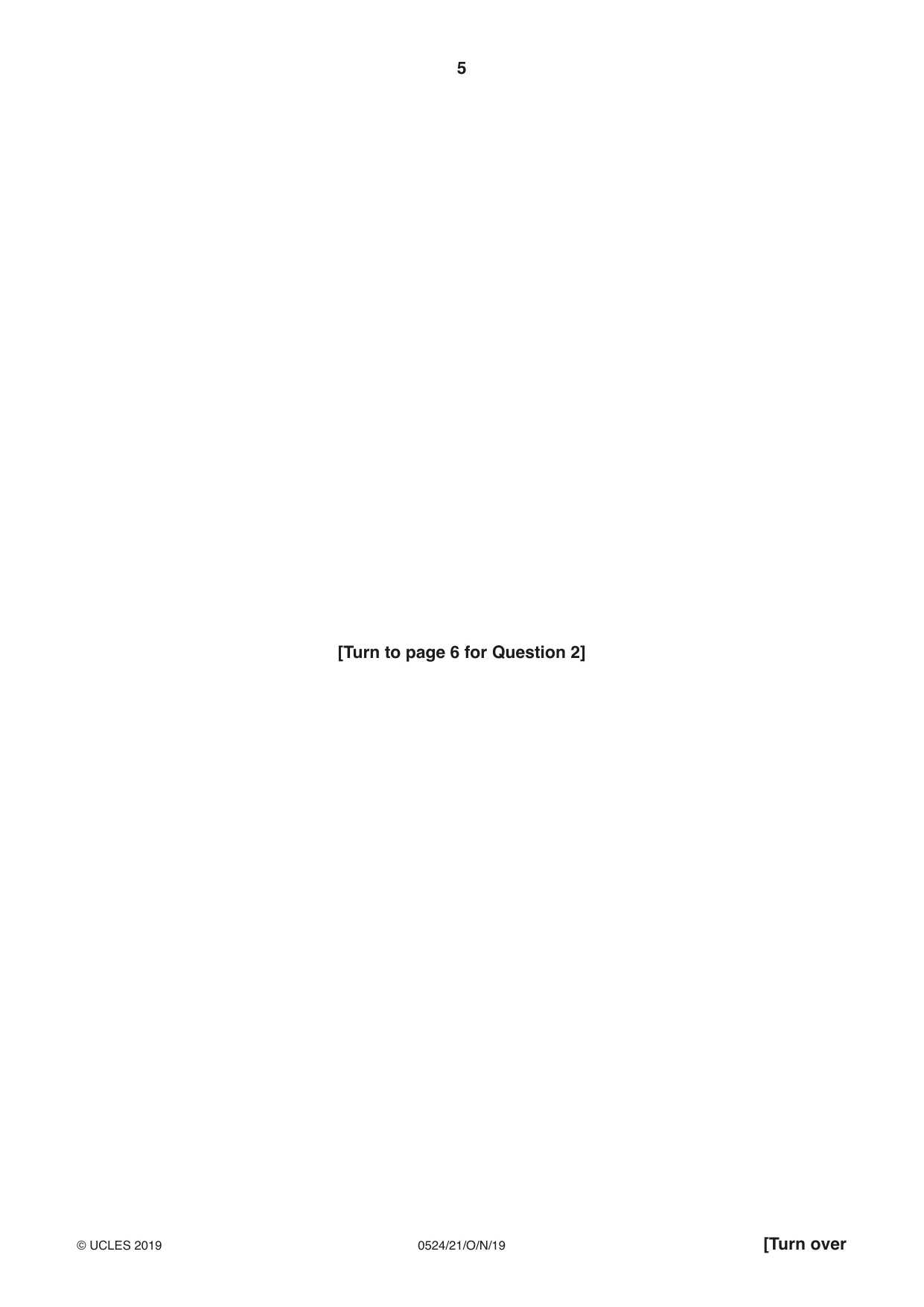 Cambridge IGCSE English - First Language (BES) 0524 2019 Oct/Nov Paper 2 · Variant 1 question paper, page 5 of 12