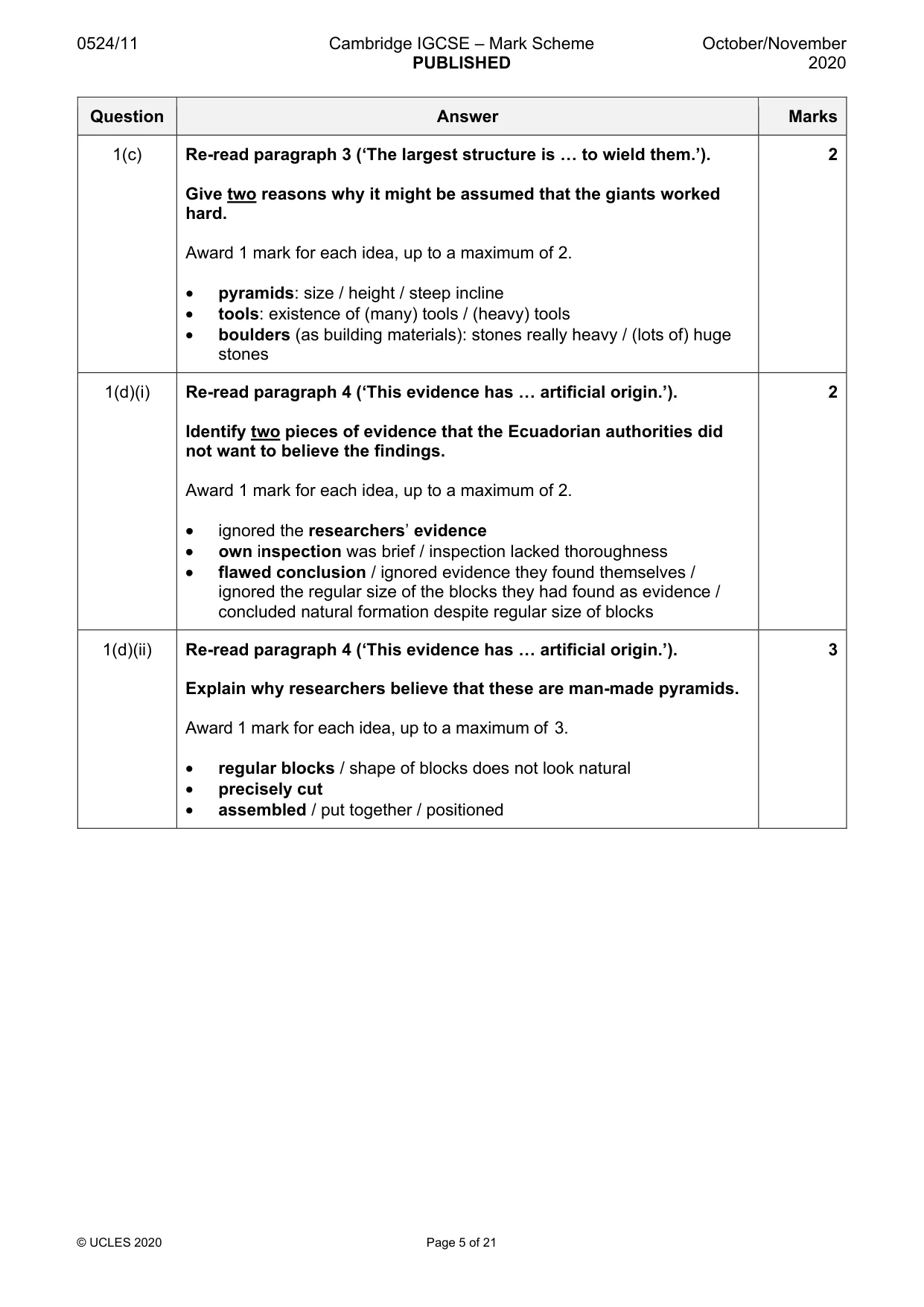 Mark scheme, page 5 of 21
