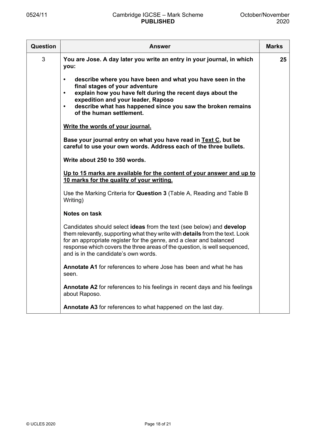 Mark scheme, page 18 of 21