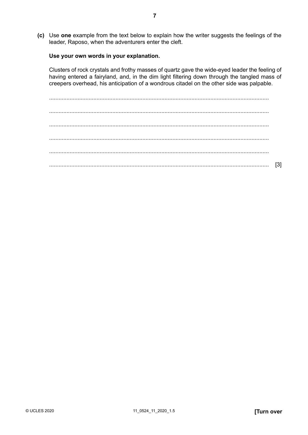 Cambridge IGCSE English - First Language (BES) 0524 2020 Oct/Nov Paper 1 · Variant 1 question paper, page 7 of 16