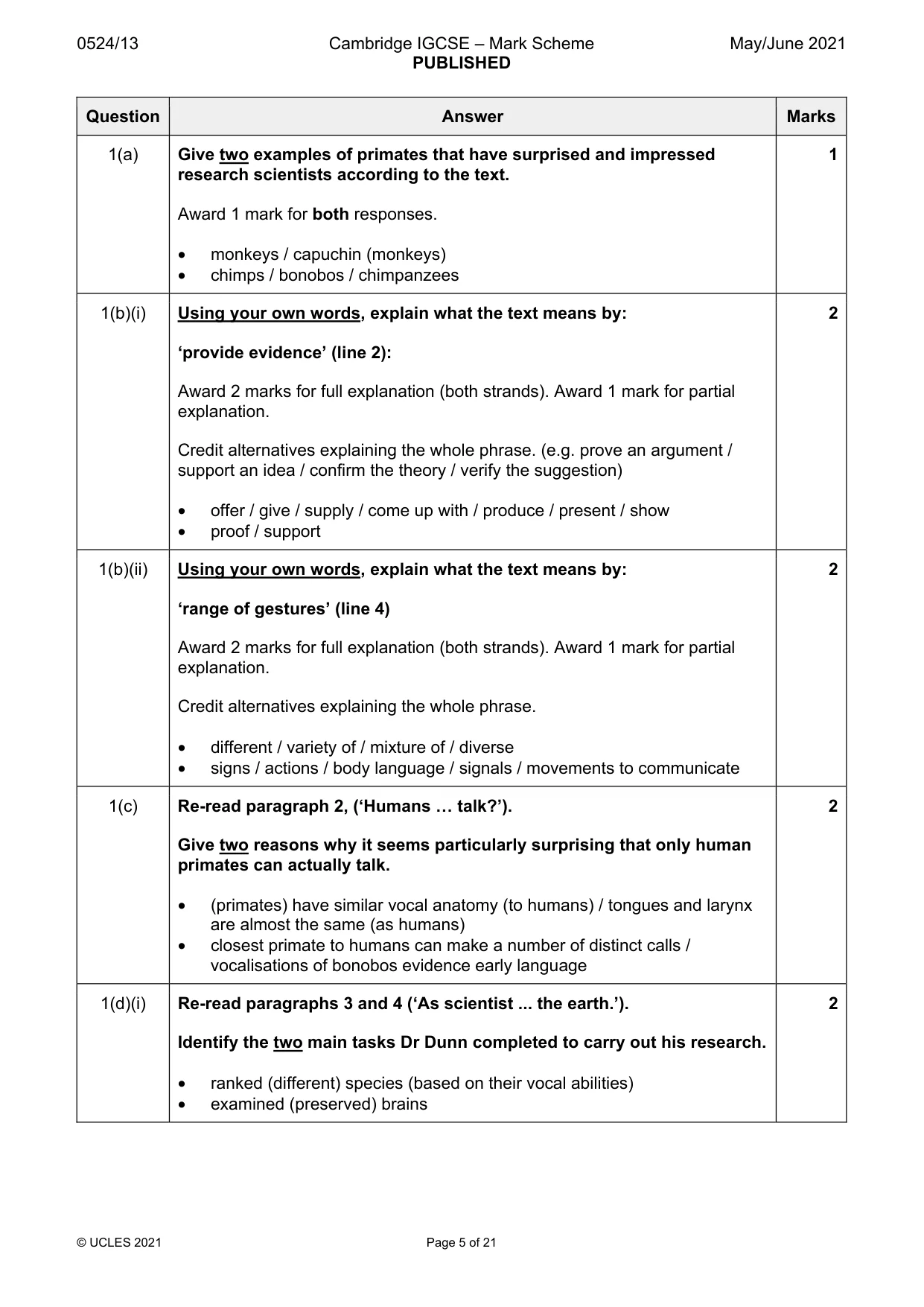 Mark scheme, page 5 of 21