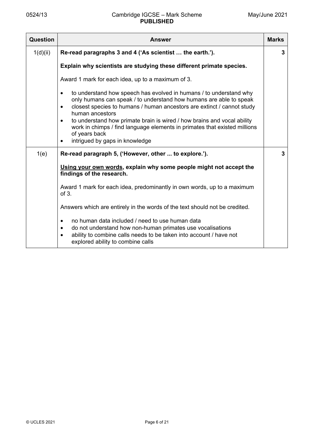 Mark scheme, page 6 of 21