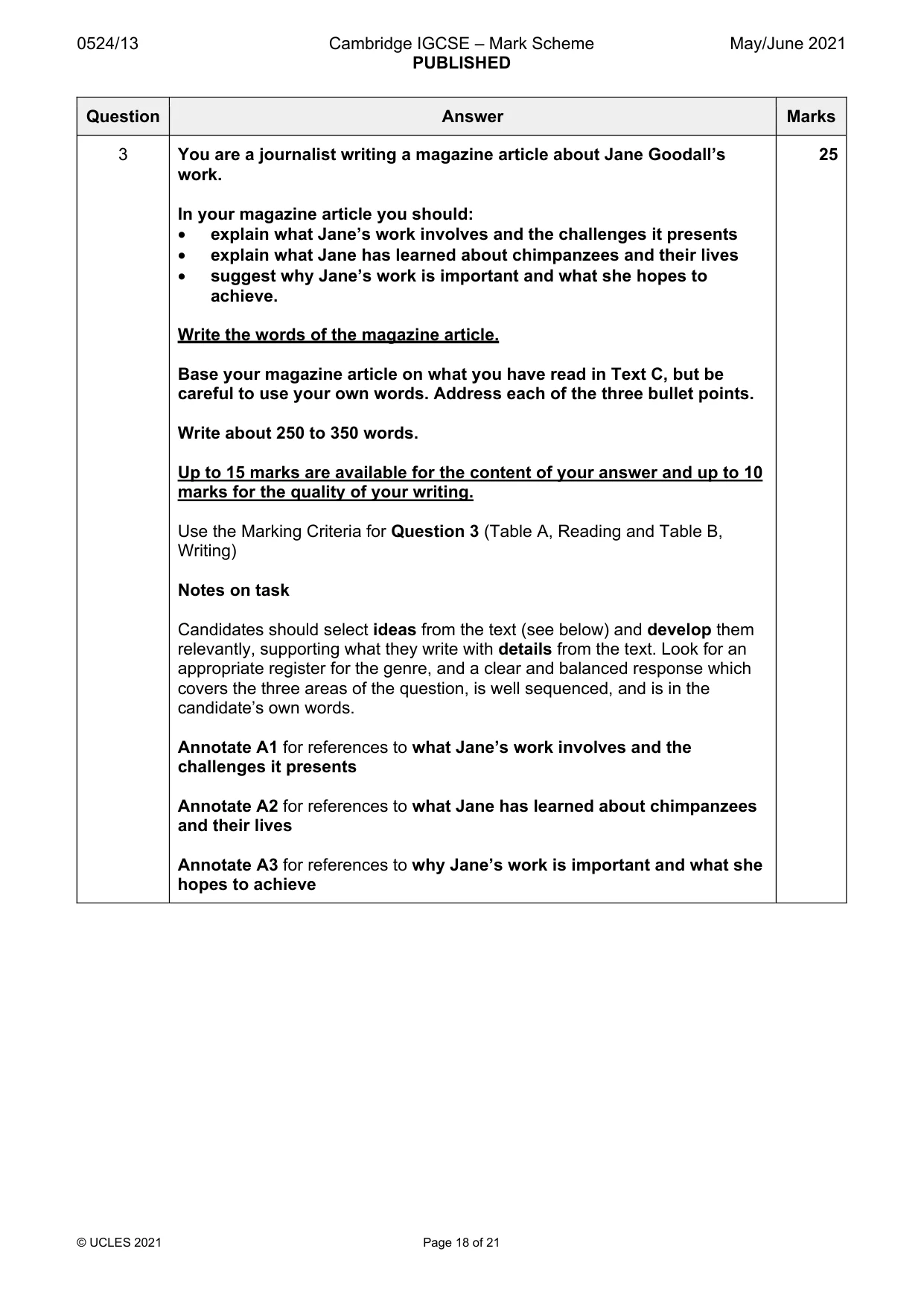 Mark scheme, page 18 of 21