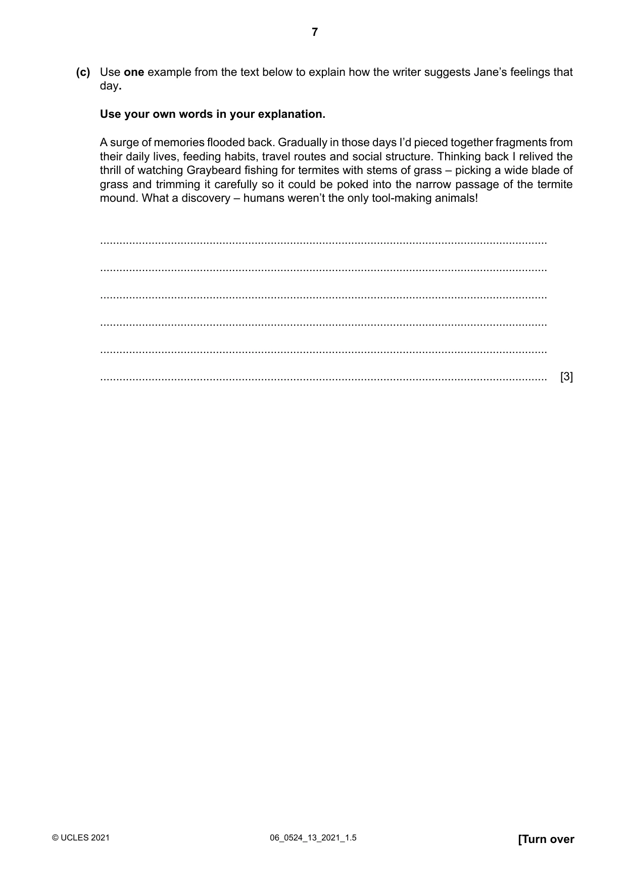 Cambridge IGCSE English - First Language (BES) 0524 2021 May/June Paper 1 · Variant 3 question paper, page 7 of 16