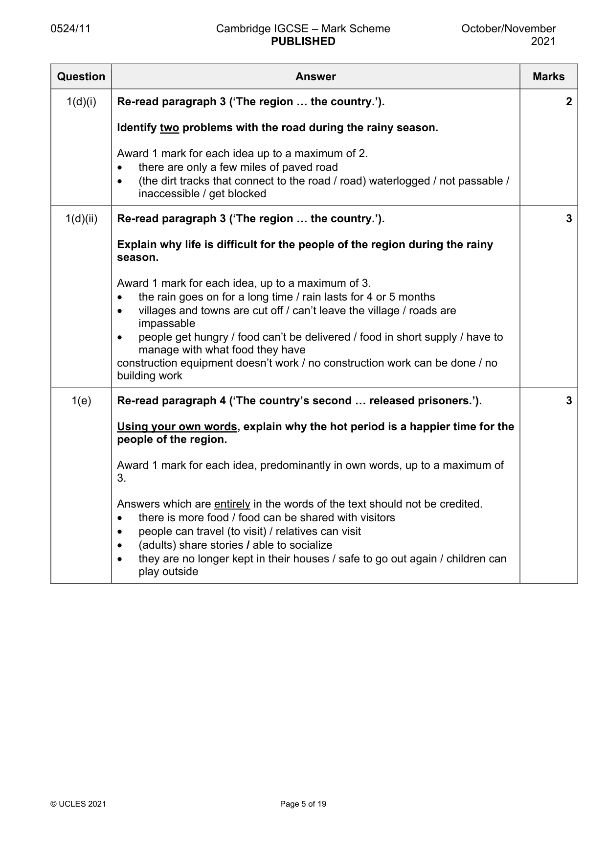 Mark scheme, page 5 of 19