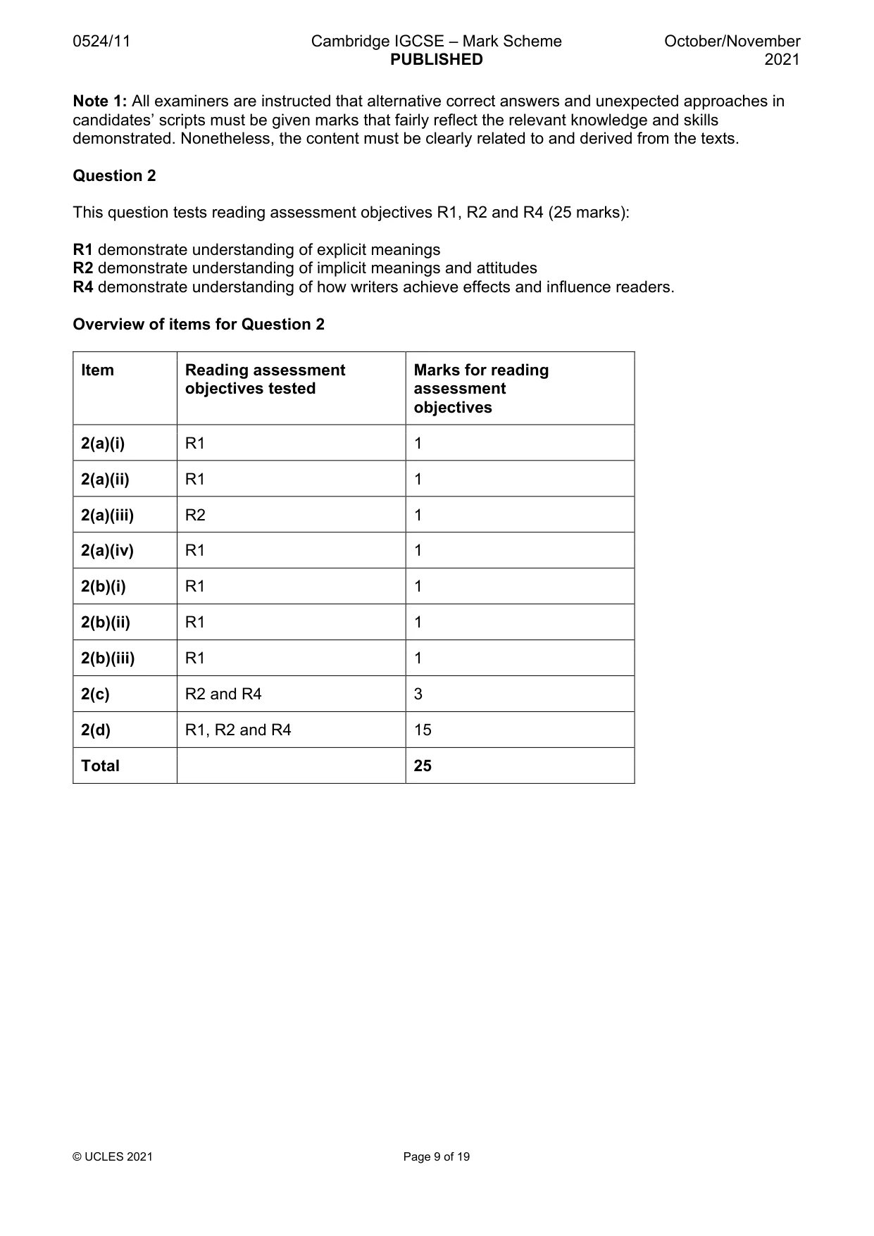 Mark scheme, page 9 of 19
