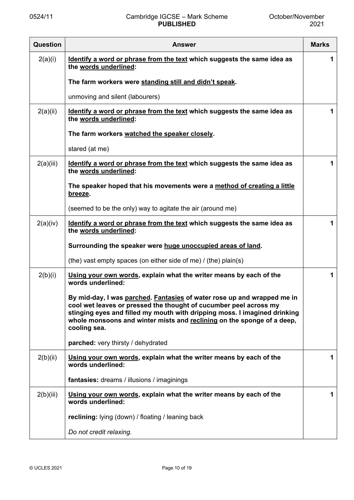 Mark scheme, page 10 of 19