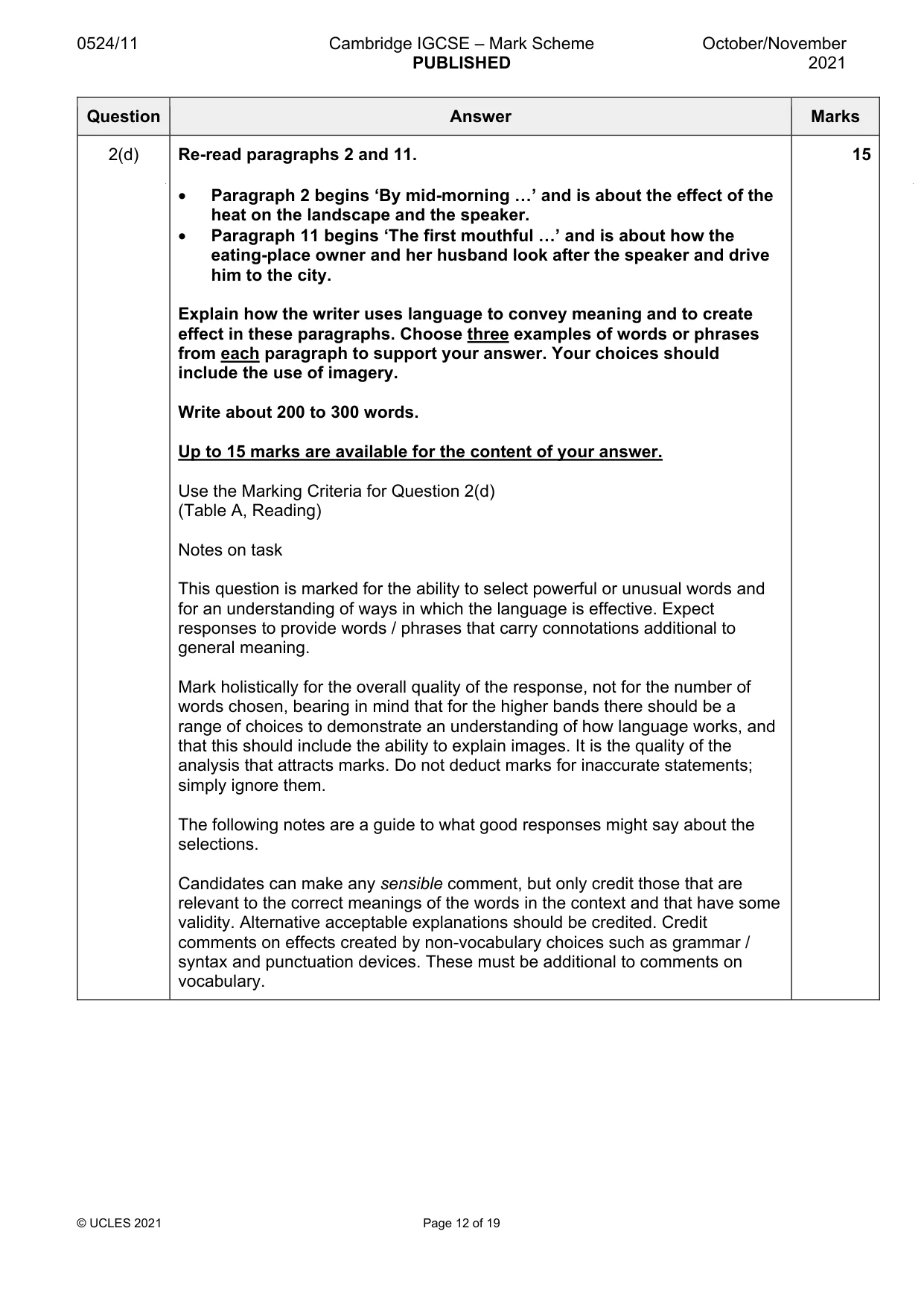 Mark scheme, page 12 of 19