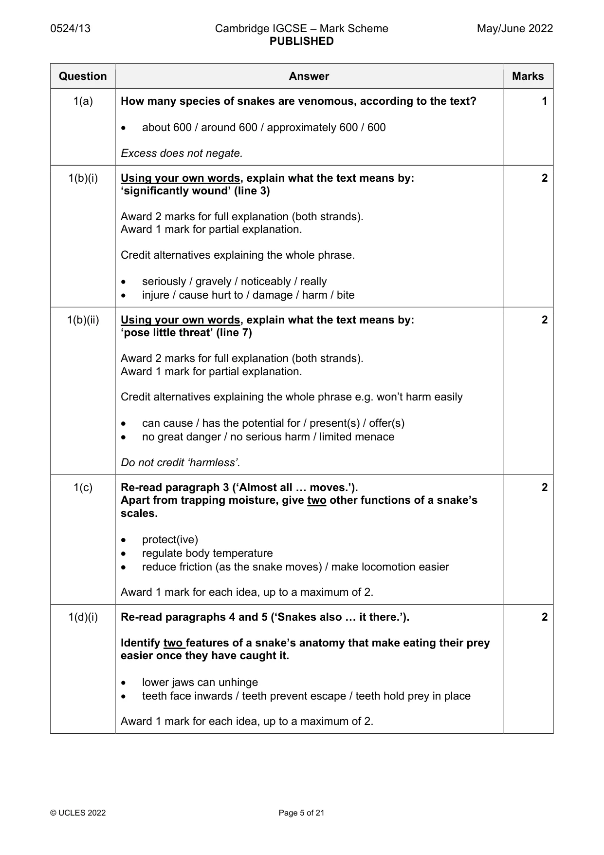 Mark scheme, page 5 of 21
