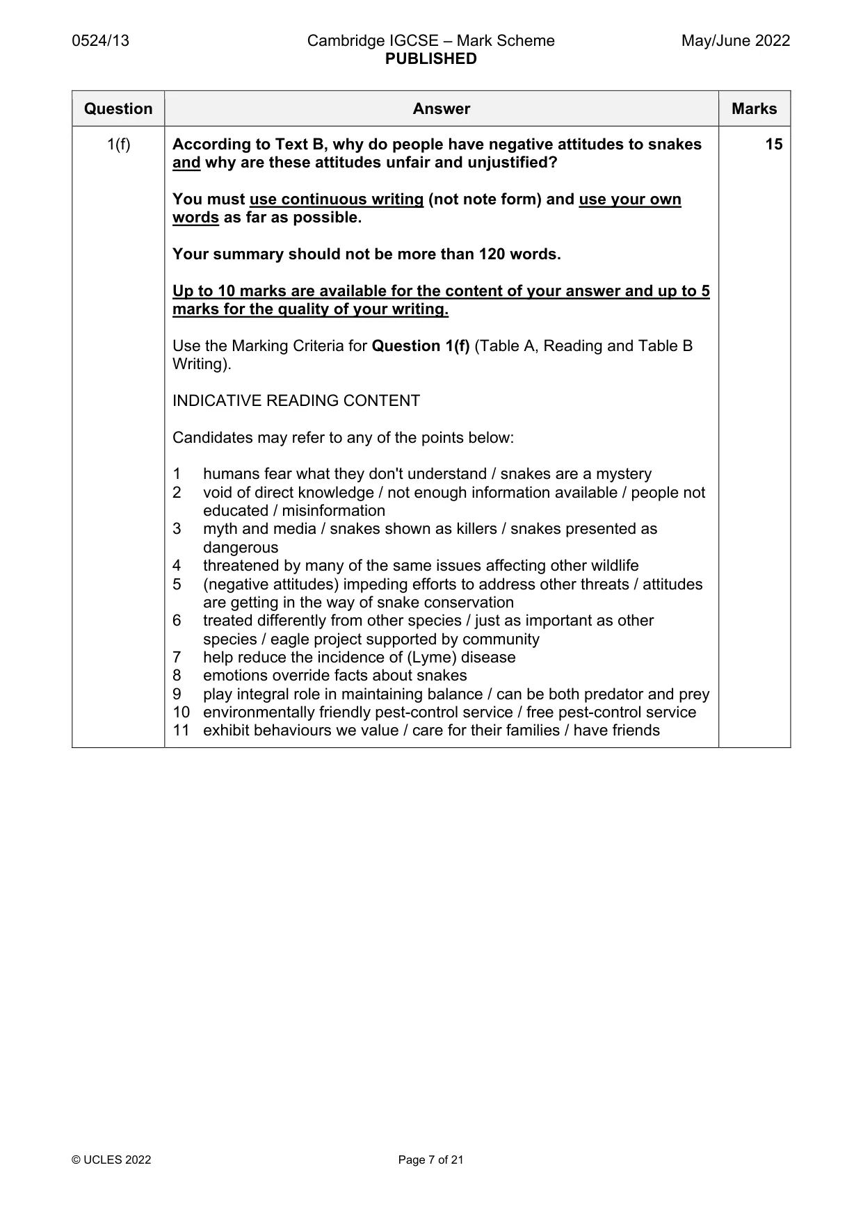 Mark scheme, page 7 of 21
