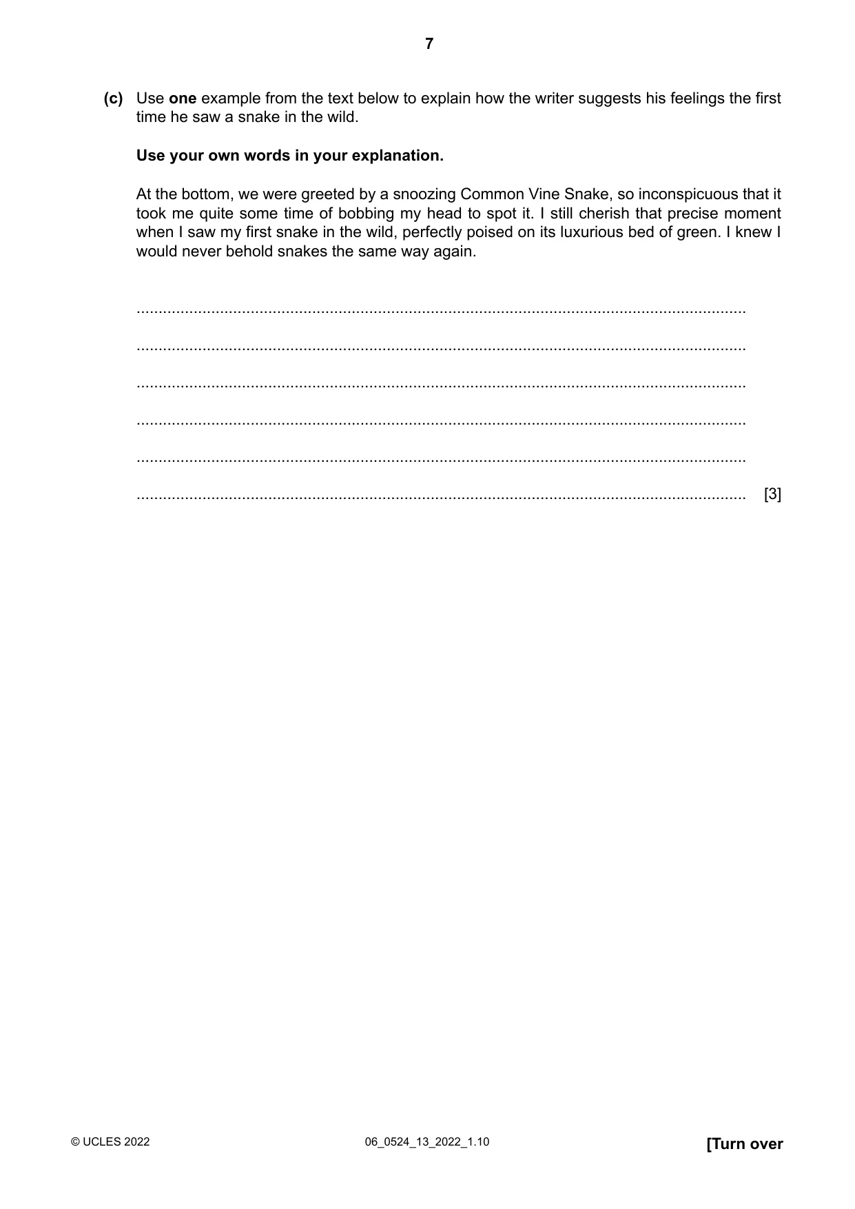 Cambridge IGCSE English - First Language (BES) 0524 2022 May/June Paper 1 · Variant 3 question paper, page 7 of 16
