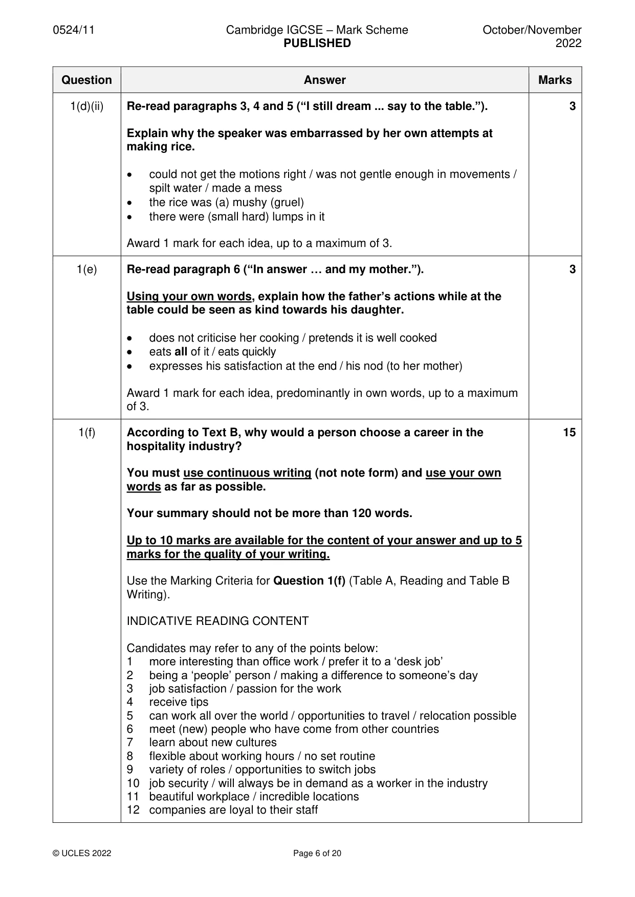 Mark scheme, page 6 of 20