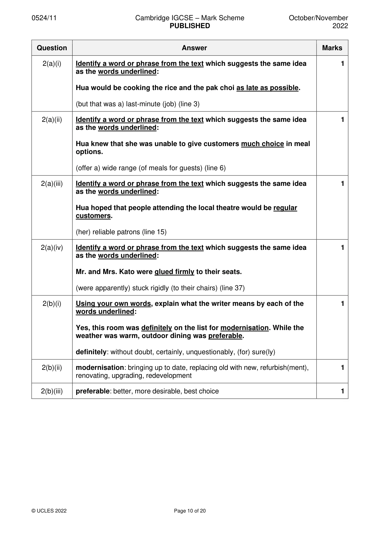 Mark scheme, page 10 of 20