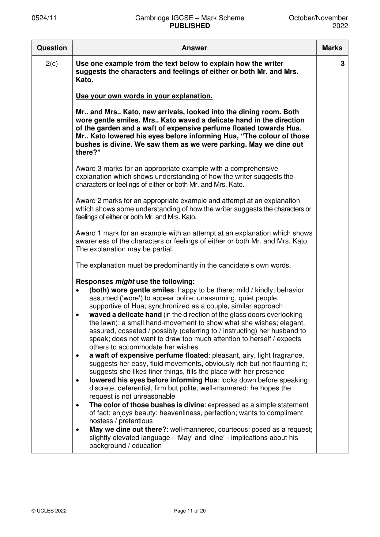 Mark scheme, page 11 of 20
