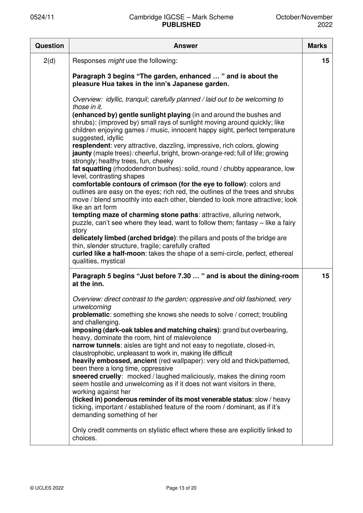 Mark scheme, page 13 of 20
